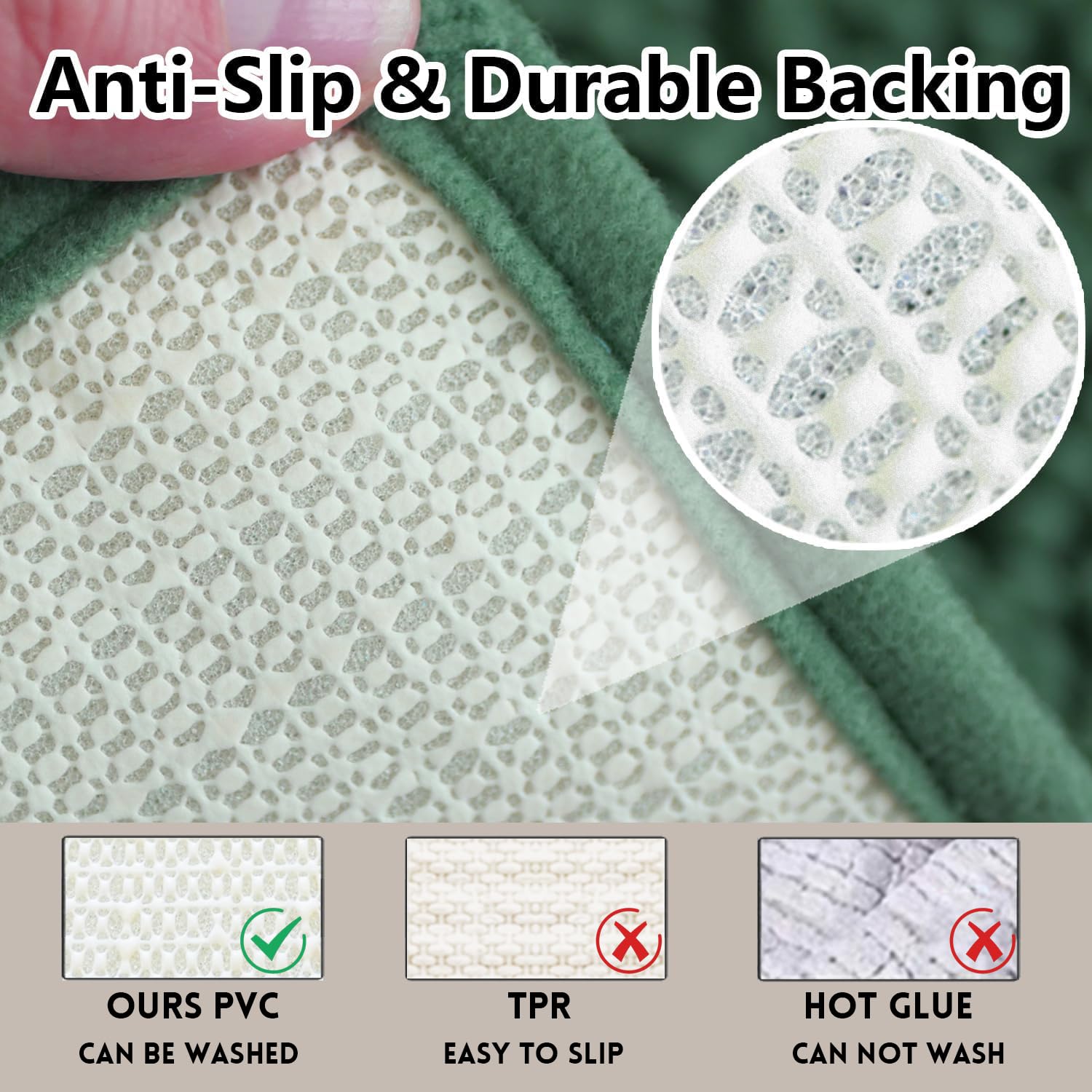 Bathroom Rugs Chenille, Extra Thick and Absorbent, Non-Slip, Machine Washable, Dry Quckily, Soft Cozy Plush, Used Under Shower Bathtub and Sink, Bath mat Sets 2Piece