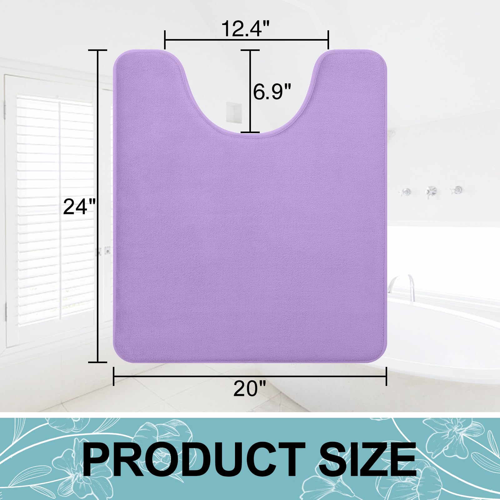 Memory Foam U-Shaped Toilet Bathroom Rugs,Extra Soft Absorbent Non-Slip Contoured Rugs, Machine Washable Contour Bath Mats for Bathroom Toilet