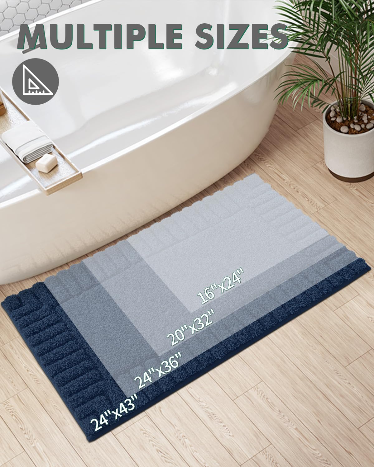 Premium Bath Rug, Extra Soft and Absorbent Bathroom Mat, Quick Dry, Non Slip, Machine Washable Bath Mat for Shower and Tub,16"x24"