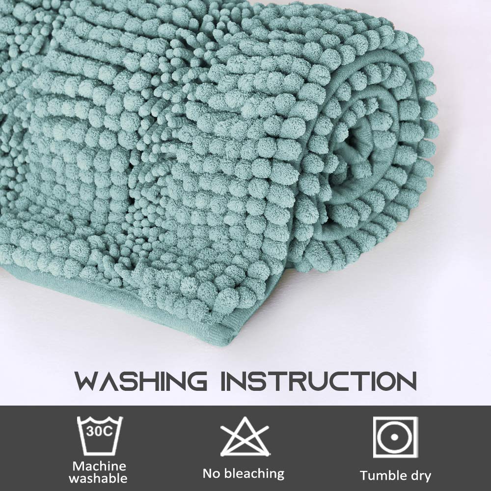 改NICETOWN Grey Bathroom Rug Sets, Extra Thick Bath Rugs for Bathroom, Anti-Slip Soft Plush Chenille Shaggy Bath Mats, Living Room Bedroom Mats, Water Absorbent Floor Carpets (20 x 32 Plus 17 x 24)