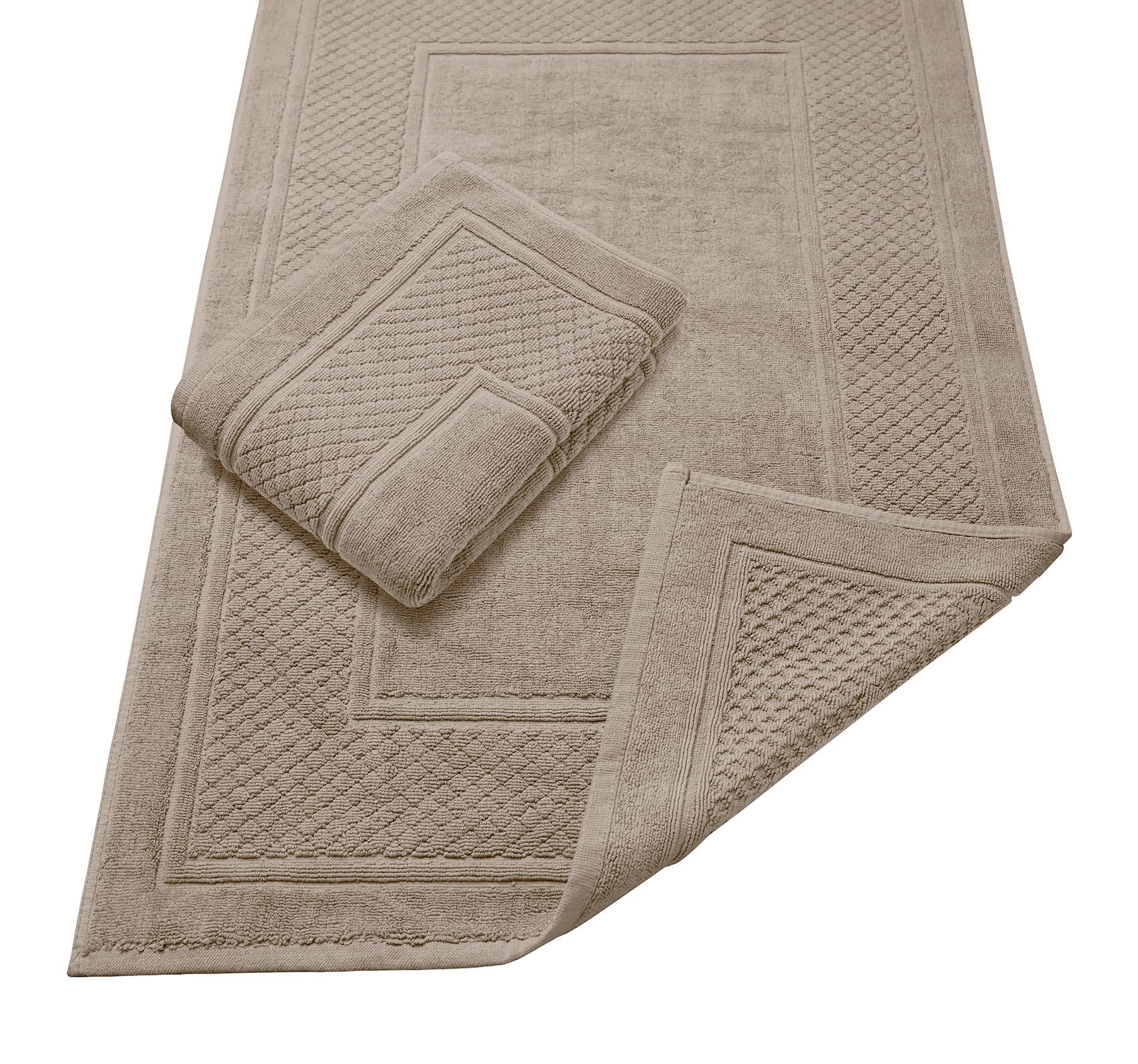 Bath Mats for Bathroom - Absorbent Bathroom Mats Quick Dry Bath Mat - 100% Cotton Bath Mats Soft Bathroom Floor Mat - Beige Bath Mat Absorbent Bath Mat Set of 2 (22x34 Inches)