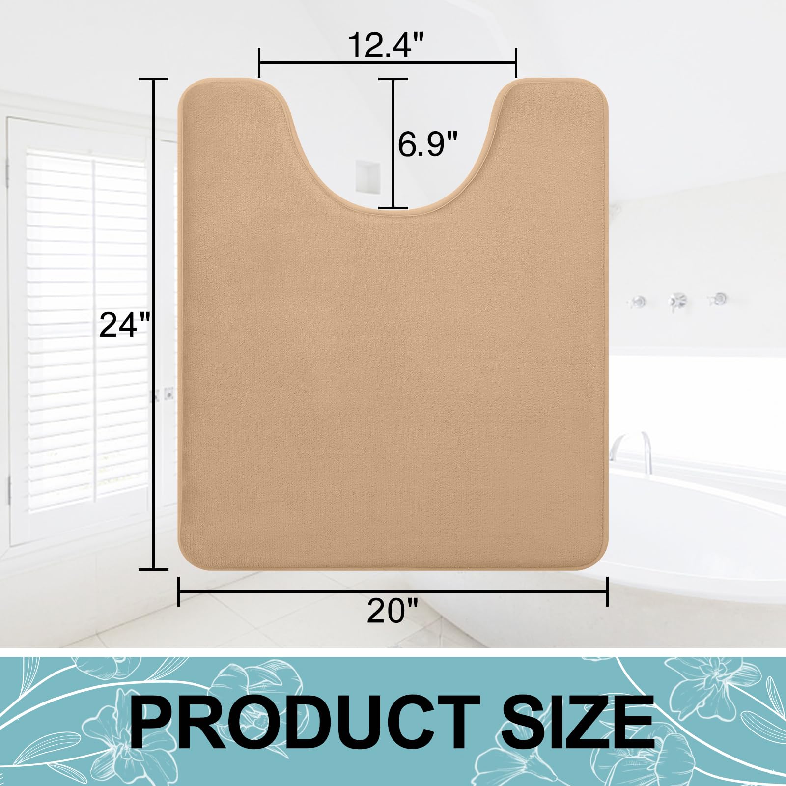 Memory Foam U-Shaped Toilet Bathroom Rugs,Extra Soft Absorbent Non-Slip Contoured Rugs, Machine Washable Contour Bath Mats for Bathroom Toilet