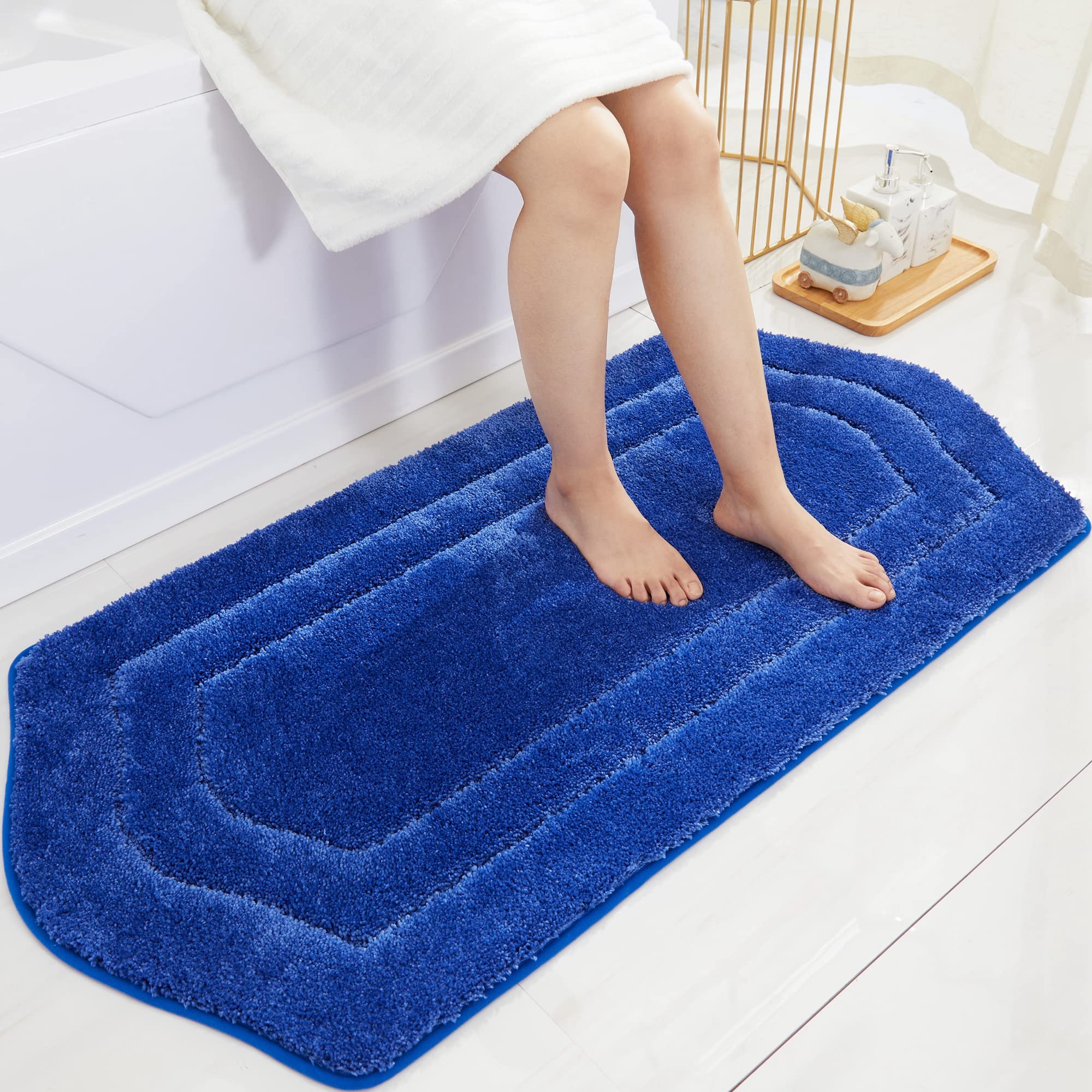 改COSY HOMEER Extra Thick Bath Rugs for Bathroom - Anti-Slip Bath Linen Sets Mats Soft Plush Yarn Shaggy 100% Strong Polyester Living Room Bedroom Floor Water Absorbent(Green,17x27 - Inches)