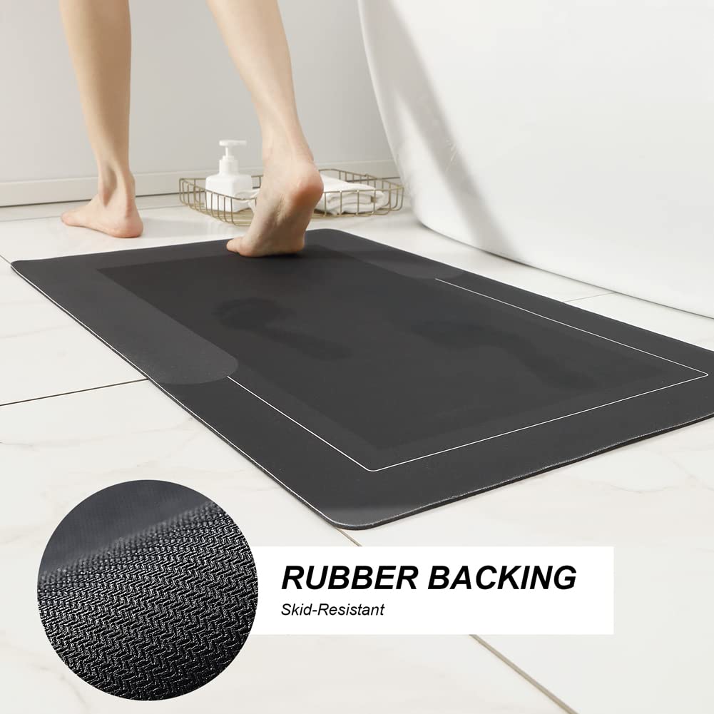 2Pcs Ultra Soft Napa Skin Bath Mat and U-Shaped Toilet Rug, Water Absorbent and Non Slip Shower Bath Rug for Bathroom, Tub and Shower - 20"x32"+20"x24"