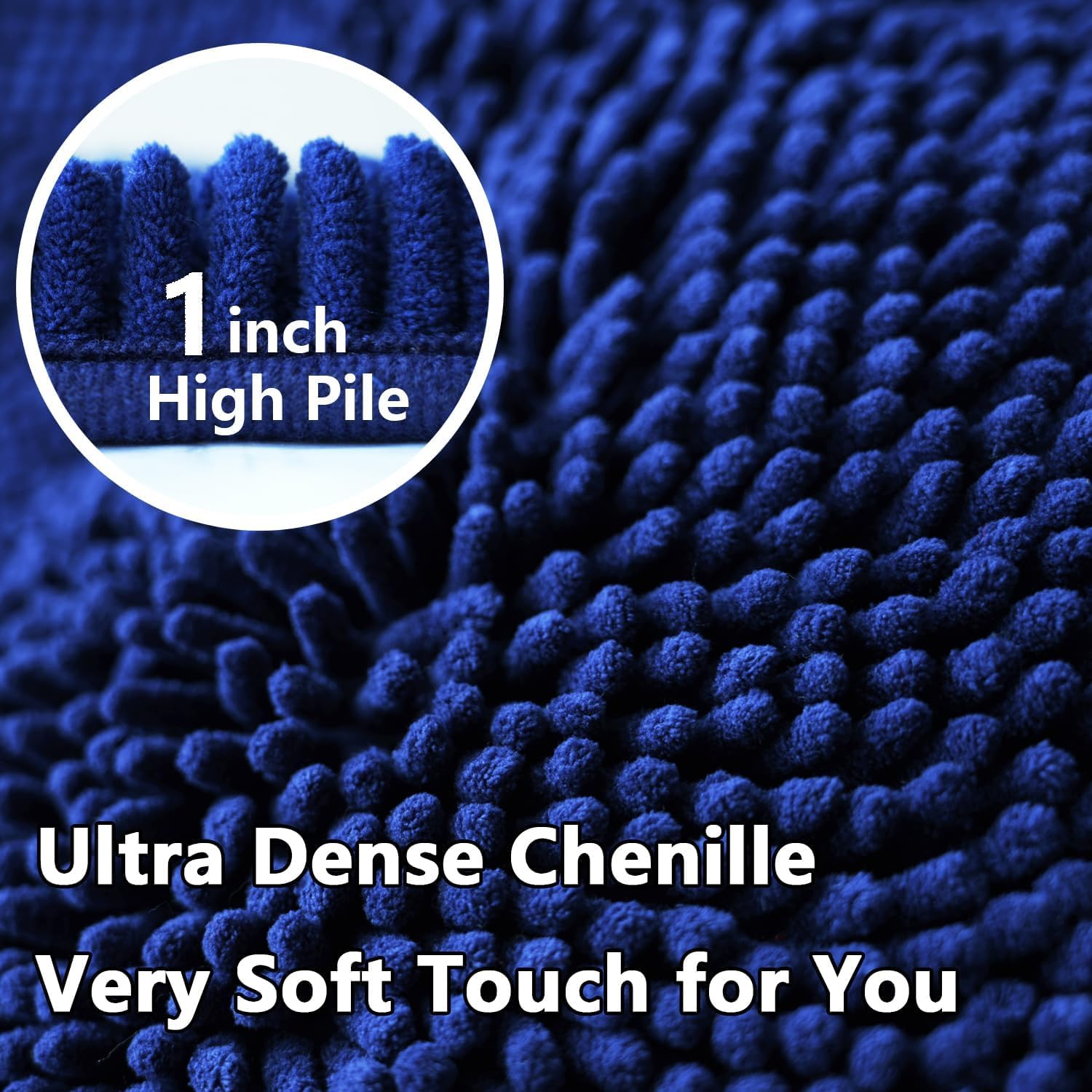 Bathroom Rugs Chenille, Extra Thick and Absorbent, Non-Slip, Machine Washable, Dry Quckily, Soft Cozy Plush, Used Under Shower Bathtub and Sink, Bath mat Sets 2Piece