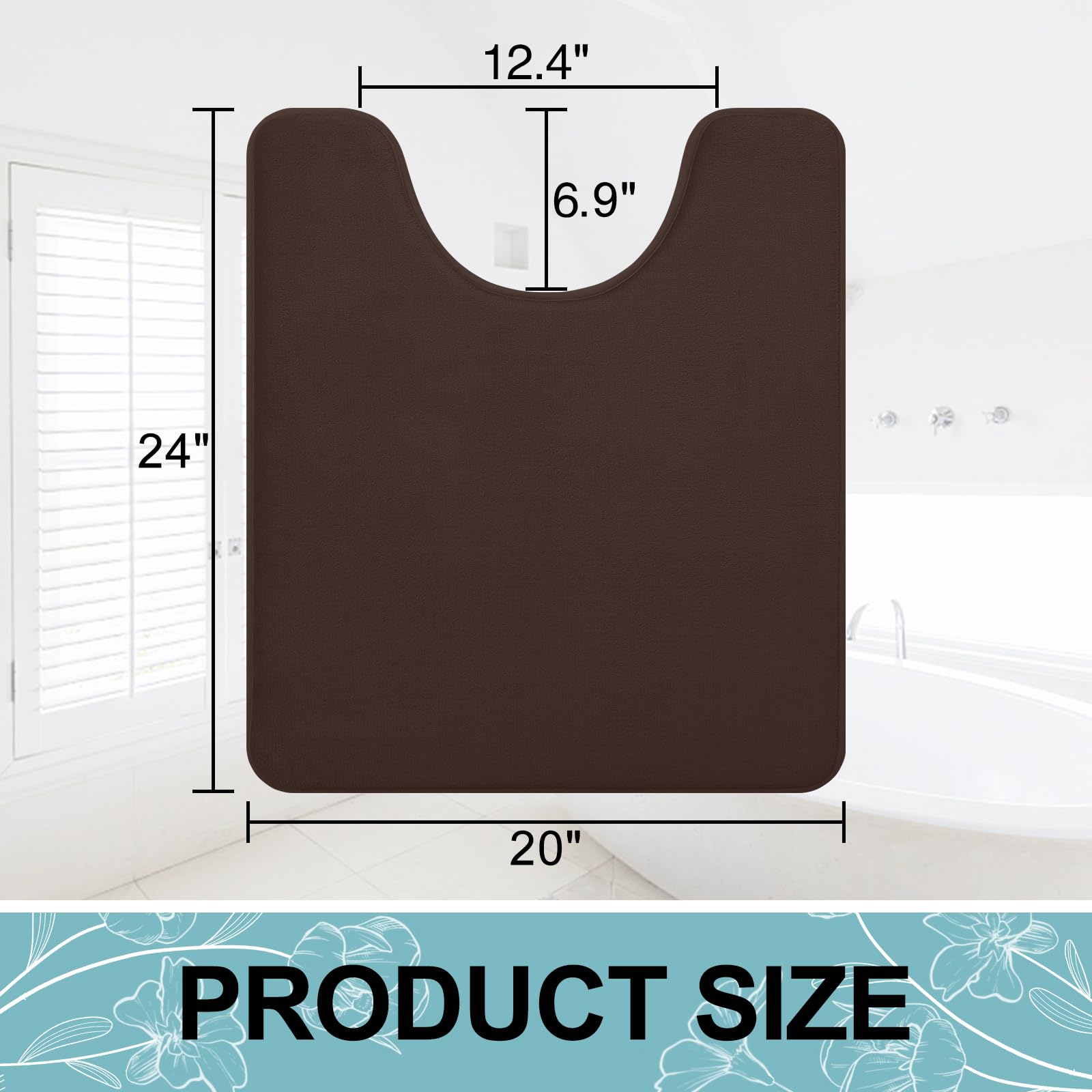 Memory Foam U-Shaped Toilet Bathroom Rugs,Extra Soft Absorbent Non-Slip Contoured Rugs, Machine Washable Contour Bath Mats for Bathroom Toilet