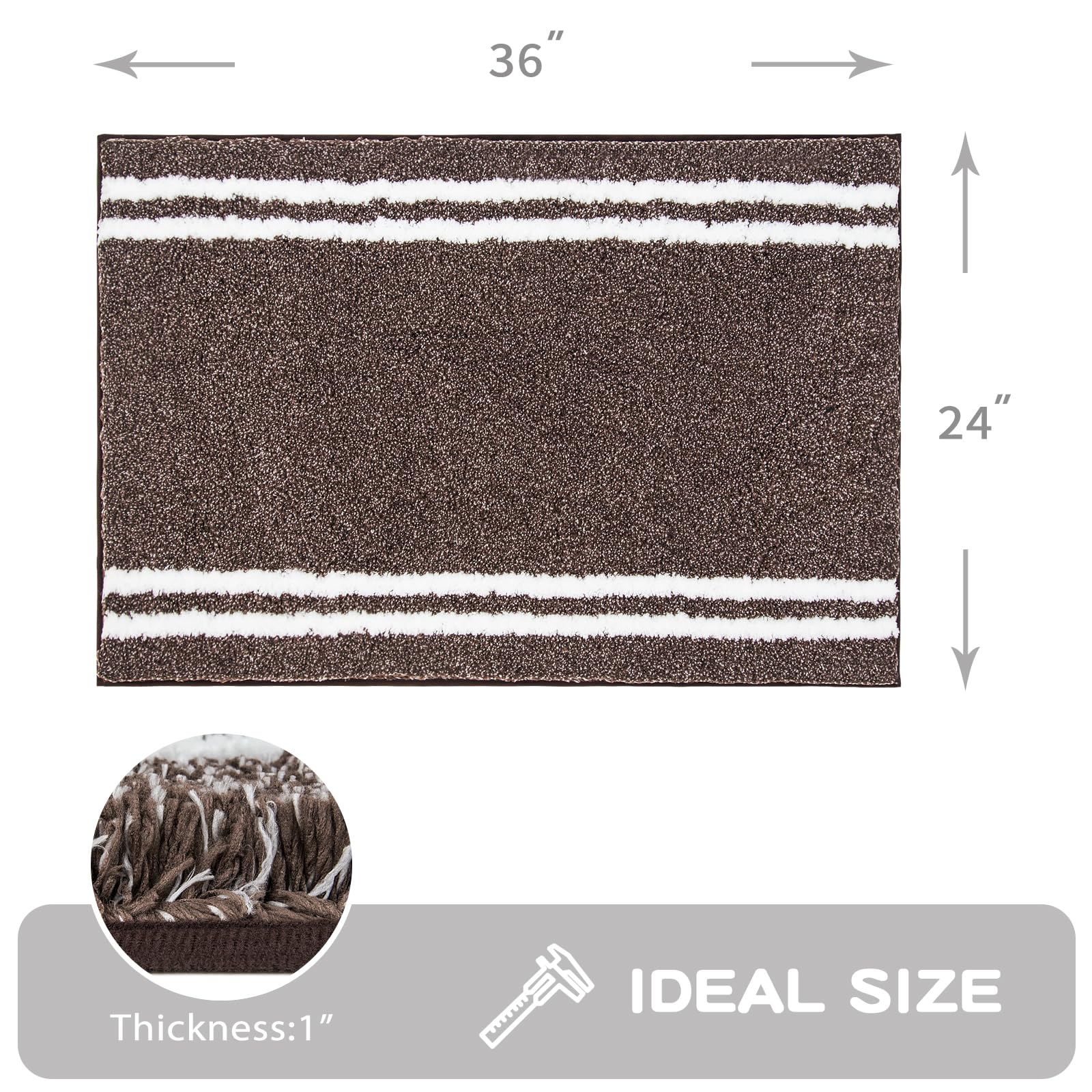改PURRUGS Non-Slip Bathroom Rug 30" x 60" - Super Absorbent &amp; Quick Dry Shaggy Microfiber Bath Mat, Machine Washable Plush Throw Rug for Bathtub, Shower and Sink, Light Grey