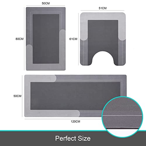 2Pcs Ultra Soft Napa Skin Bath Mat and U-Shaped Toilet Rug, Water Absorbent and Non Slip Shower Bath Rug for Bathroom, Tub and Shower - 20"x32"+20"x24"