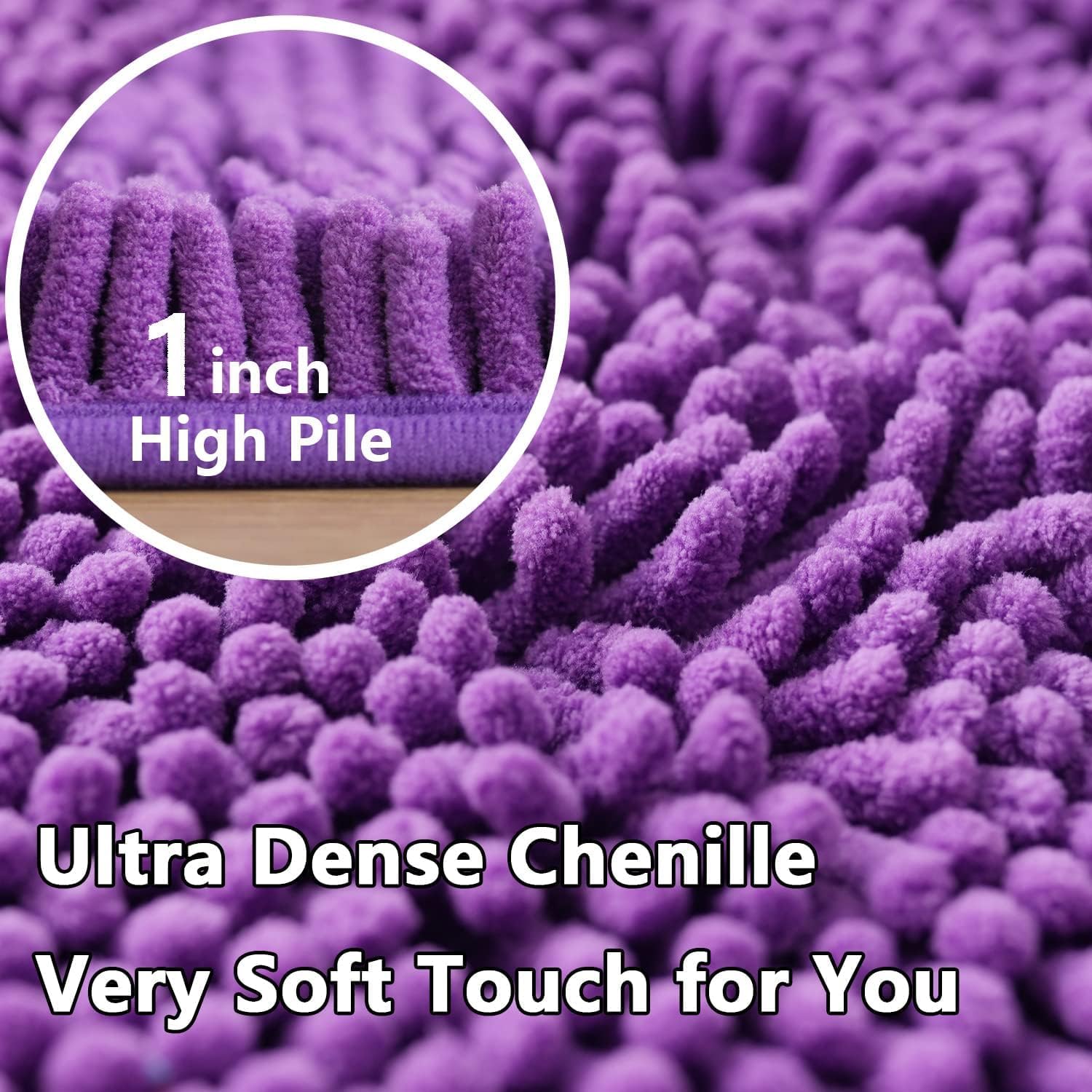 Bathroom Rugs Chenille, Extra Thick and Absorbent, Non-Slip, Machine Washable, Dry Quckily, Soft Cozy Plush, Used Under Shower Bathtub and Sink, Bath mat Sets 2Piece
