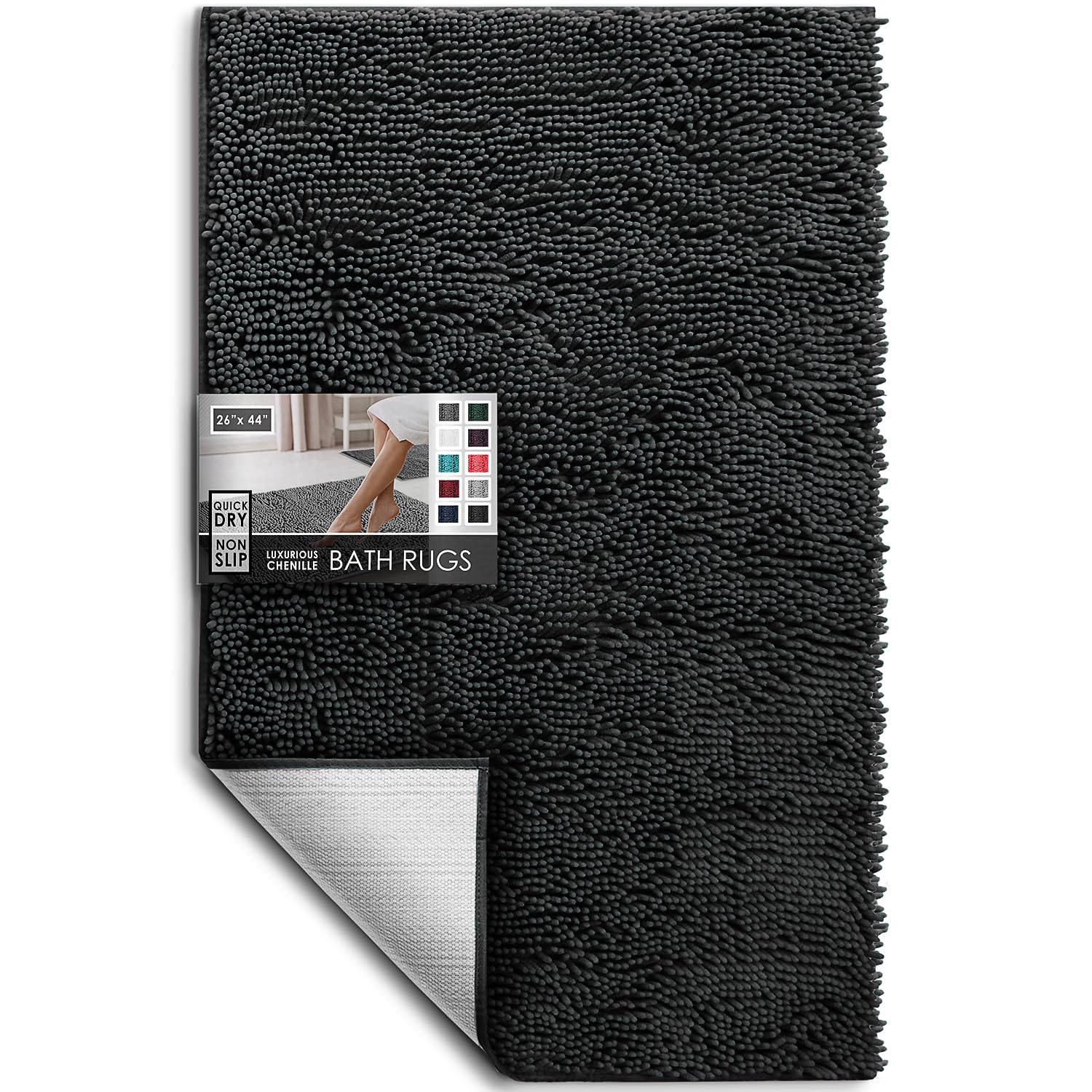 Bathroom Rugs Sets, Chenille Bath Mat Set - Machine Washable Bath Mats for Bathroom Non-Slip Backing Rubber Quick Dry Bathroom Mat