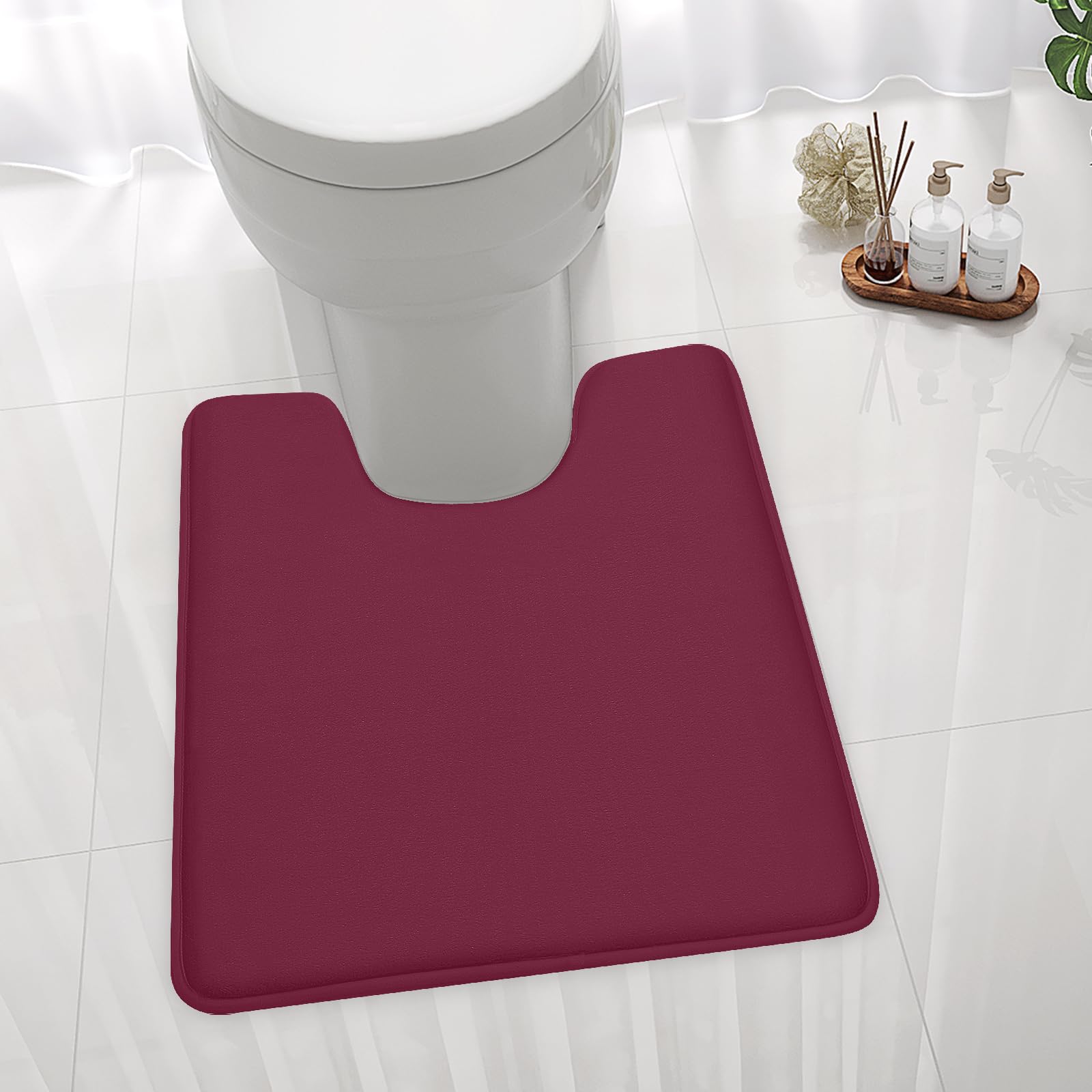 Memory Foam U-Shaped Toilet Bathroom Rugs,Extra Soft Absorbent Non-Slip Contoured Rugs, Machine Washable Contour Bath Mats for Bathroom Toilet