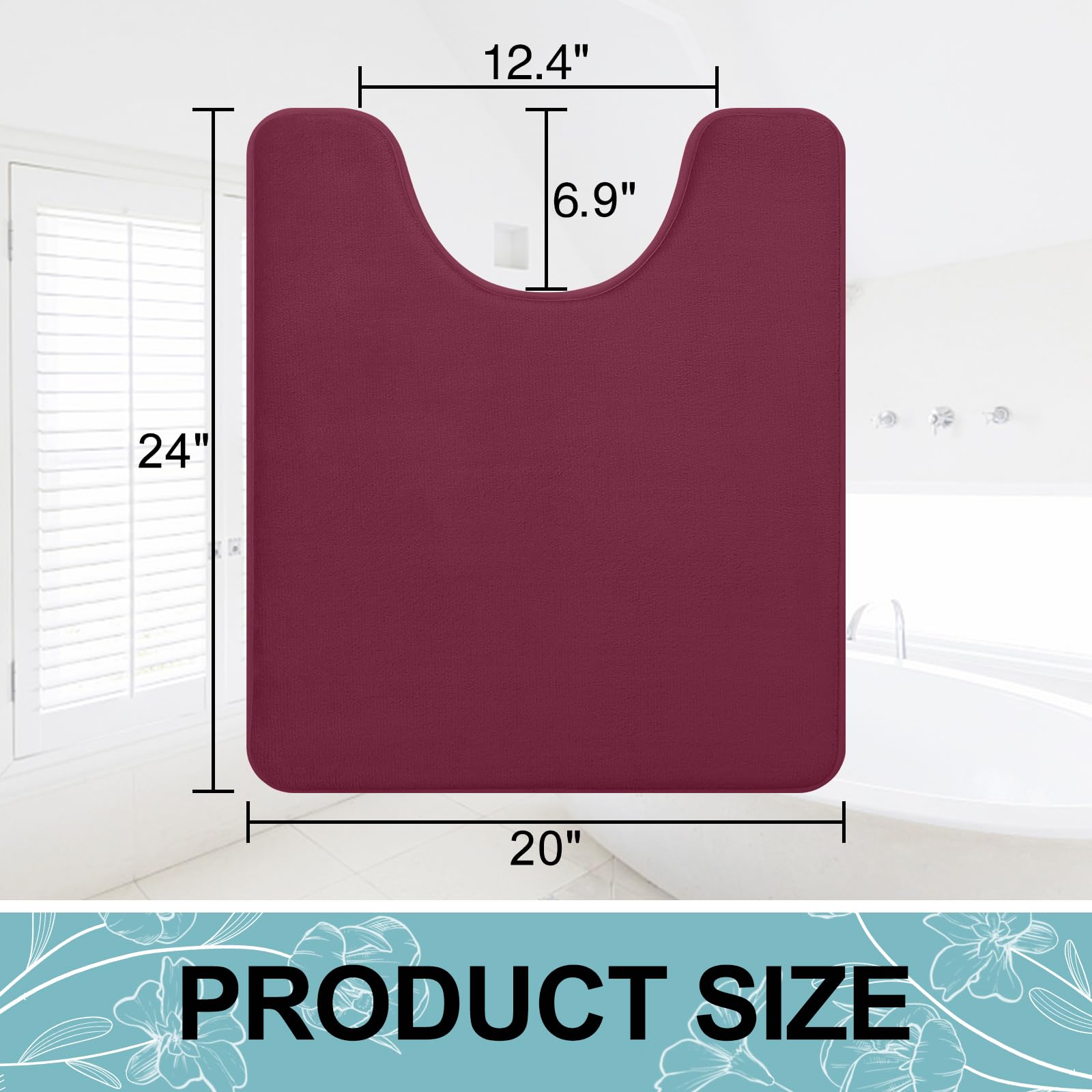 Memory Foam U-Shaped Toilet Bathroom Rugs,Extra Soft Absorbent Non-Slip Contoured Rugs, Machine Washable Contour Bath Mats for Bathroom Toilet