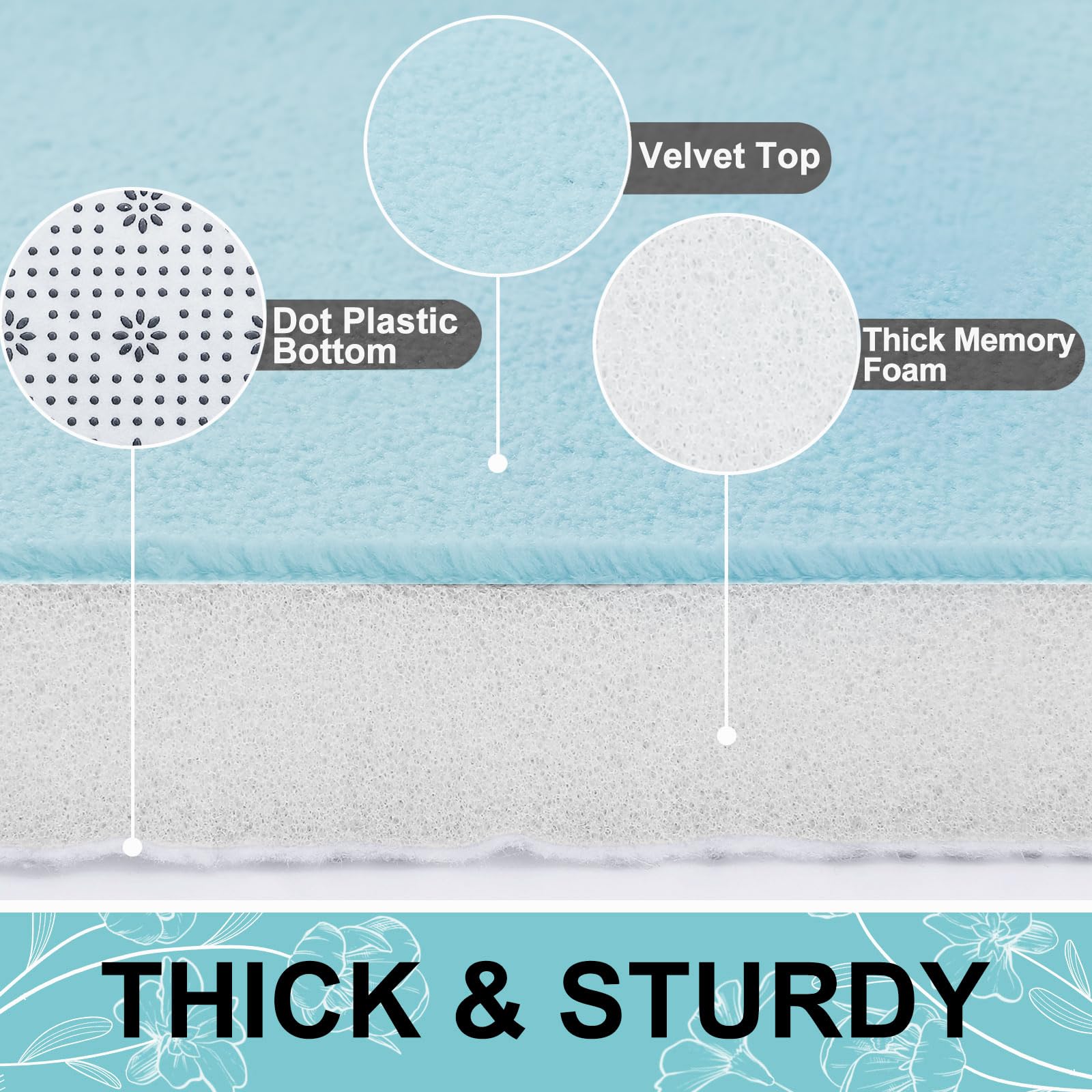 Memory Foam U-Shaped Toilet Bathroom Rugs,Extra Soft Absorbent Non-Slip Contoured Rugs, Machine Washable Contour Bath Mats for Bathroom Toilet