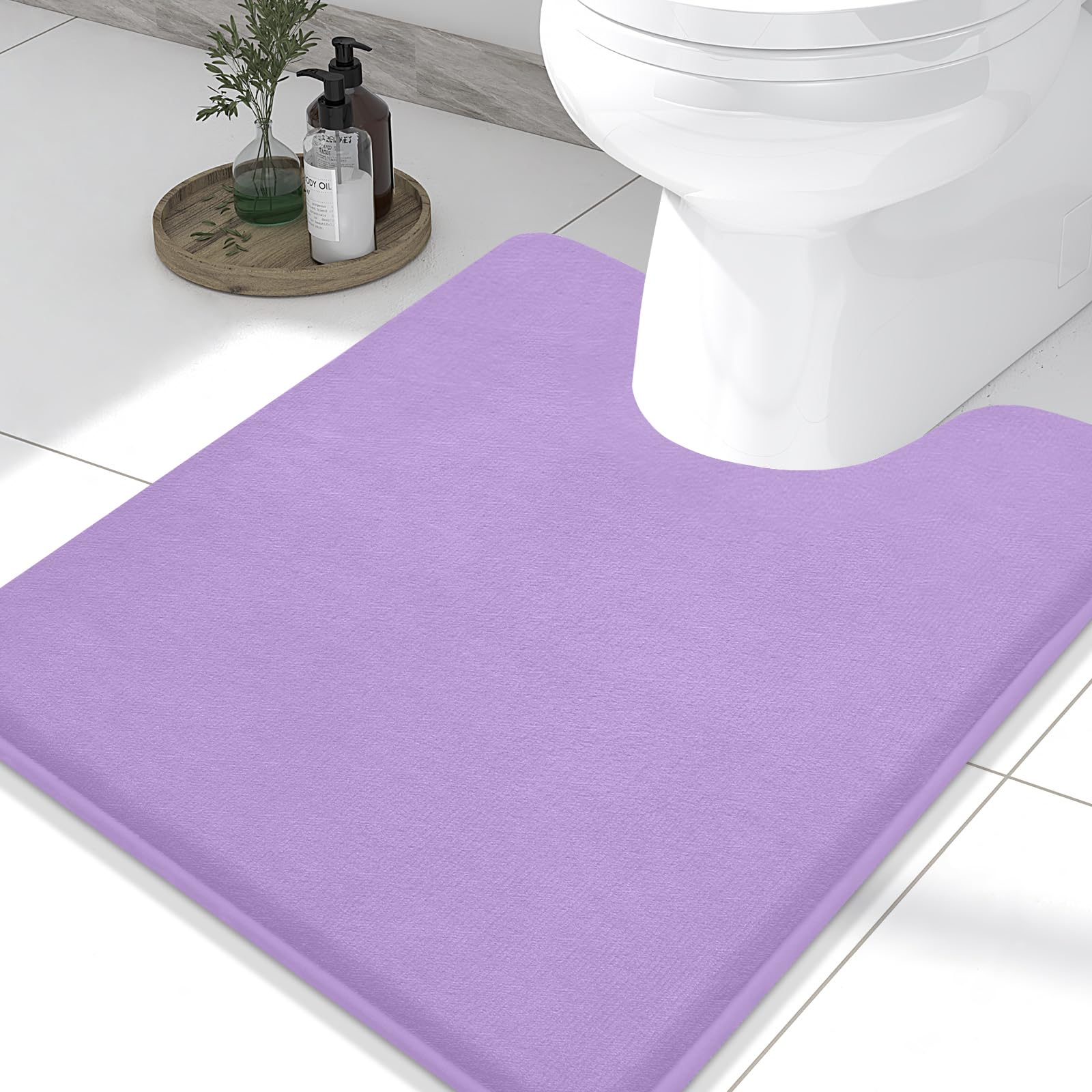 Memory Foam U-Shaped Toilet Bathroom Rugs,Extra Soft Absorbent Non-Slip Contoured Rugs, Machine Washable Contour Bath Mats for Bathroom Toilet