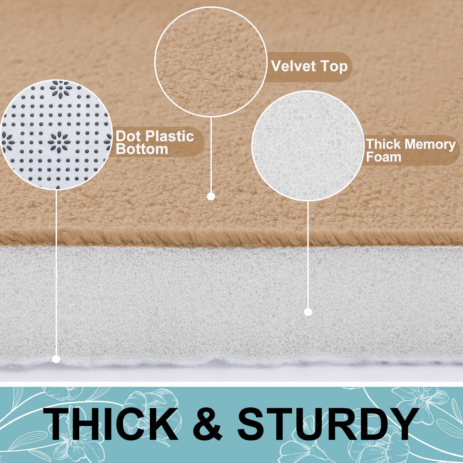 Memory Foam U-Shaped Toilet Bathroom Rugs,Extra Soft Absorbent Non-Slip Contoured Rugs, Machine Washable Contour Bath Mats for Bathroom Toilet