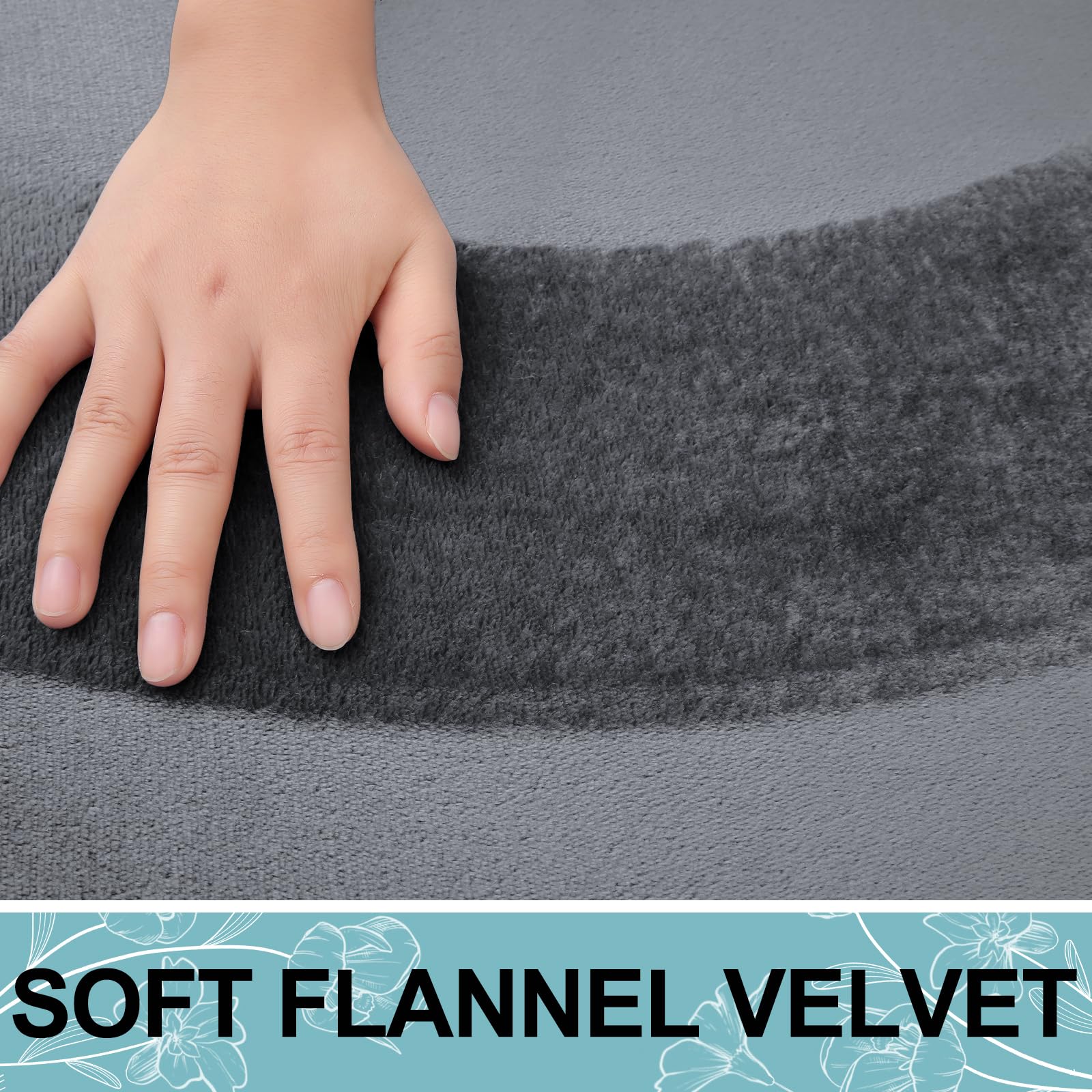 改Smiry Memory Foam U-Shaped Toilet Bathroom Rugs 24" x 20",Extra Soft Absorbent Non-Slip Contoured Rugs, Machine Washable Contour Bath Mats for Bathroom Toilet, Black