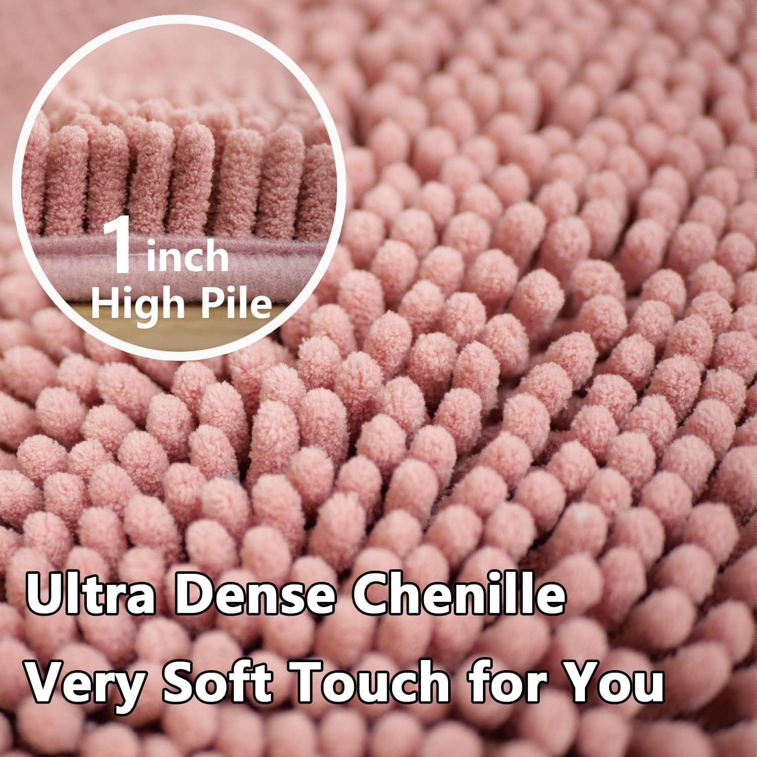 Bathroom Rugs Chenille, Extra Thick and Absorbent, Non-Slip, Machine Washable, Dry Quckily, Soft Cozy Plush, Used Under Shower Bathtub and Sink, Bath mat Sets 2Piece