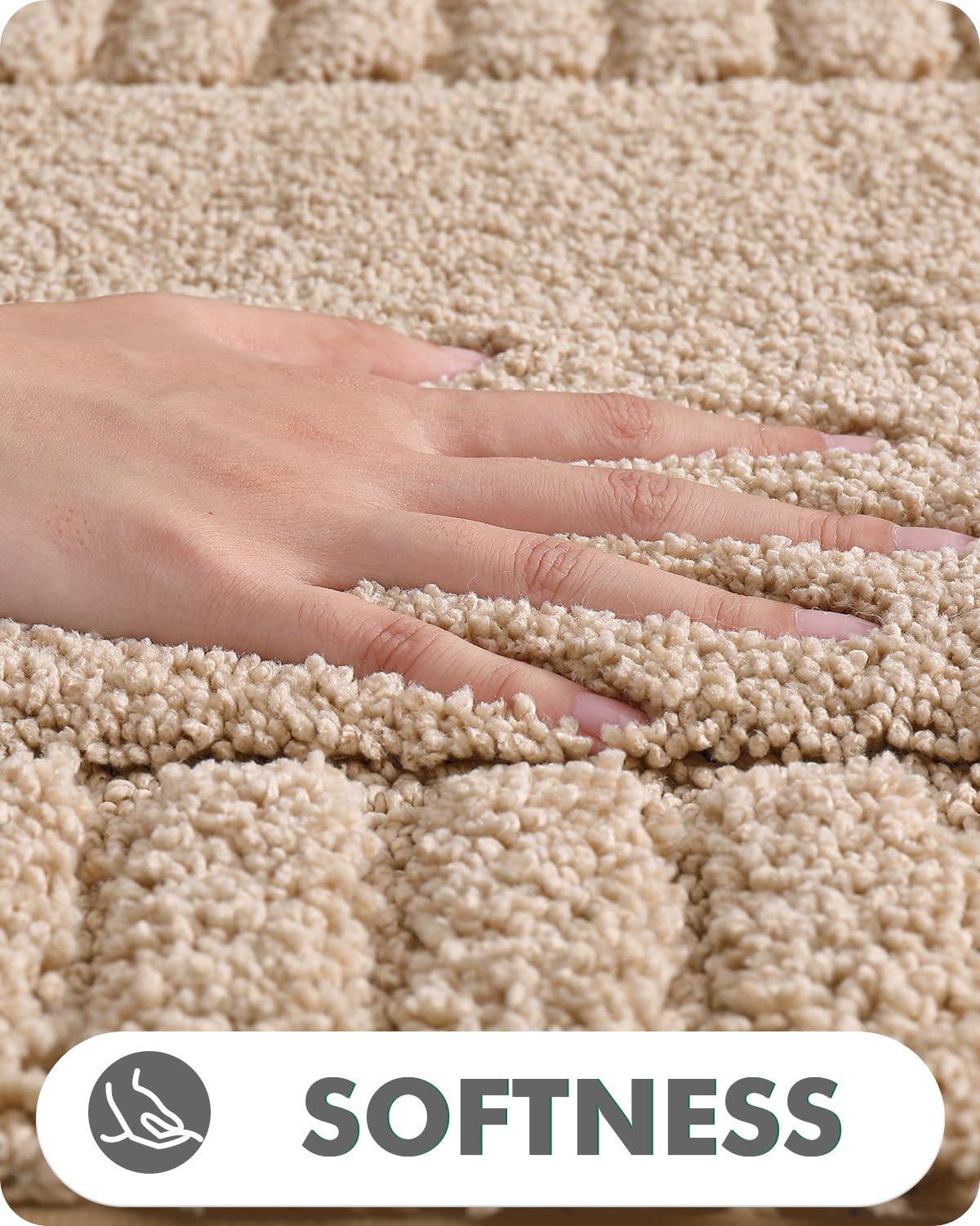 改LUMI Premium Bath Rug, Extra Soft and Absorbent Bathroom Mat, Quick Dry, Non Slip, Machine Washable Bath Mat for Shower and Tub, Beige, 16"x24"