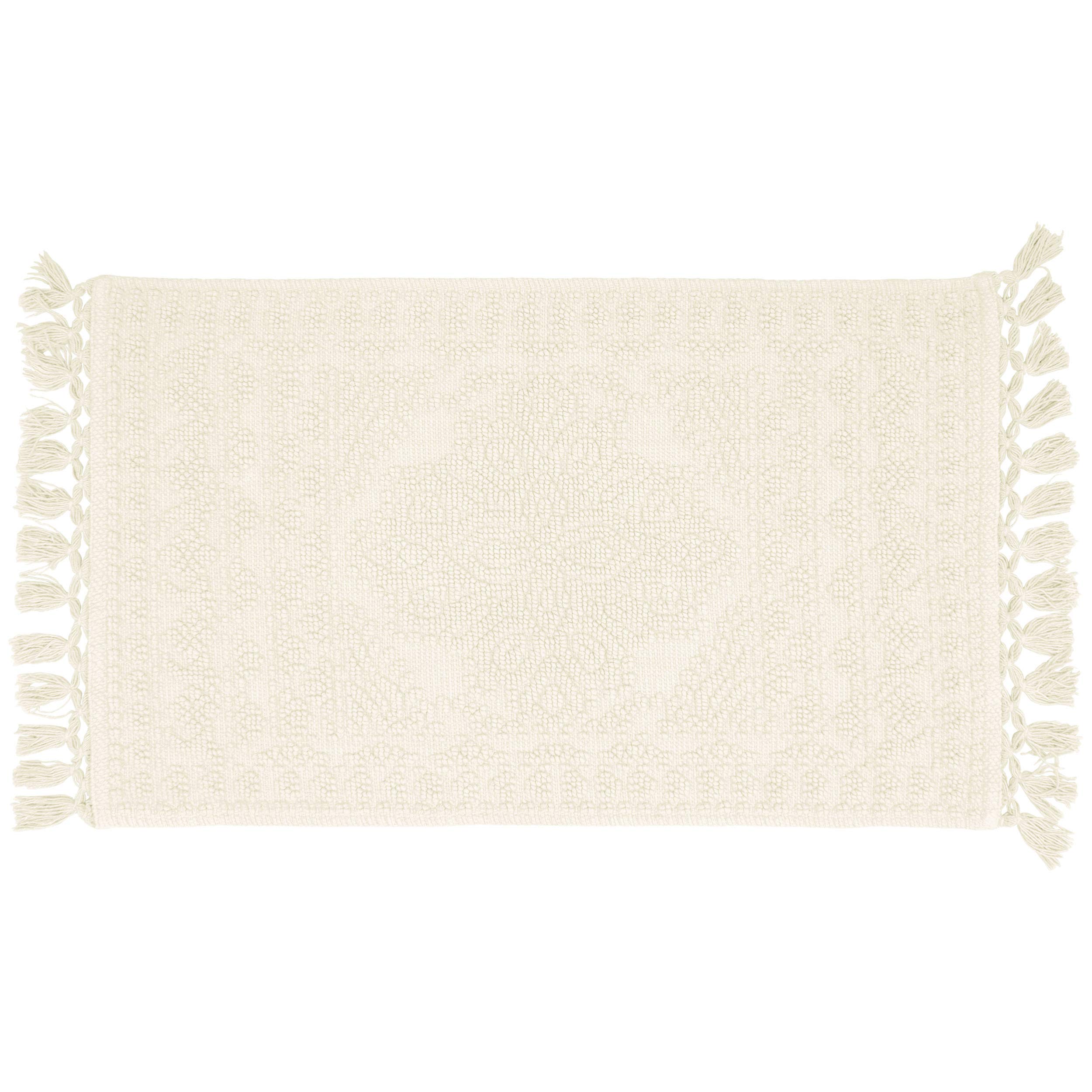 改French Connection Nellore Bathroom Rugs, Set of 2 Woven and Beaded Bathroom Mats, Durable Non-Slip Bath Rugs, Thick BathMats for Bathroom and Shower Rugs, 17" x 28" and 20" x 38", White