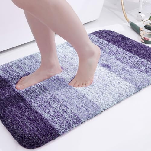 Microfiber Bathroom Rugs, Shaggy Soft and Absorbent, Non-Slip, Thick Plush Machine Washable Dry Bath Mats for Bathroom, Tub and Shower