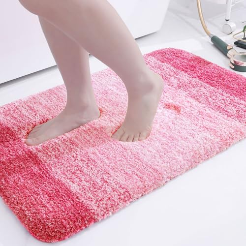 Microfiber Bathroom Rugs, Shaggy Soft and Absorbent, Non-Slip, Thick Plush Machine Washable Dry Bath Mats for Bathroom, Tub and Shower