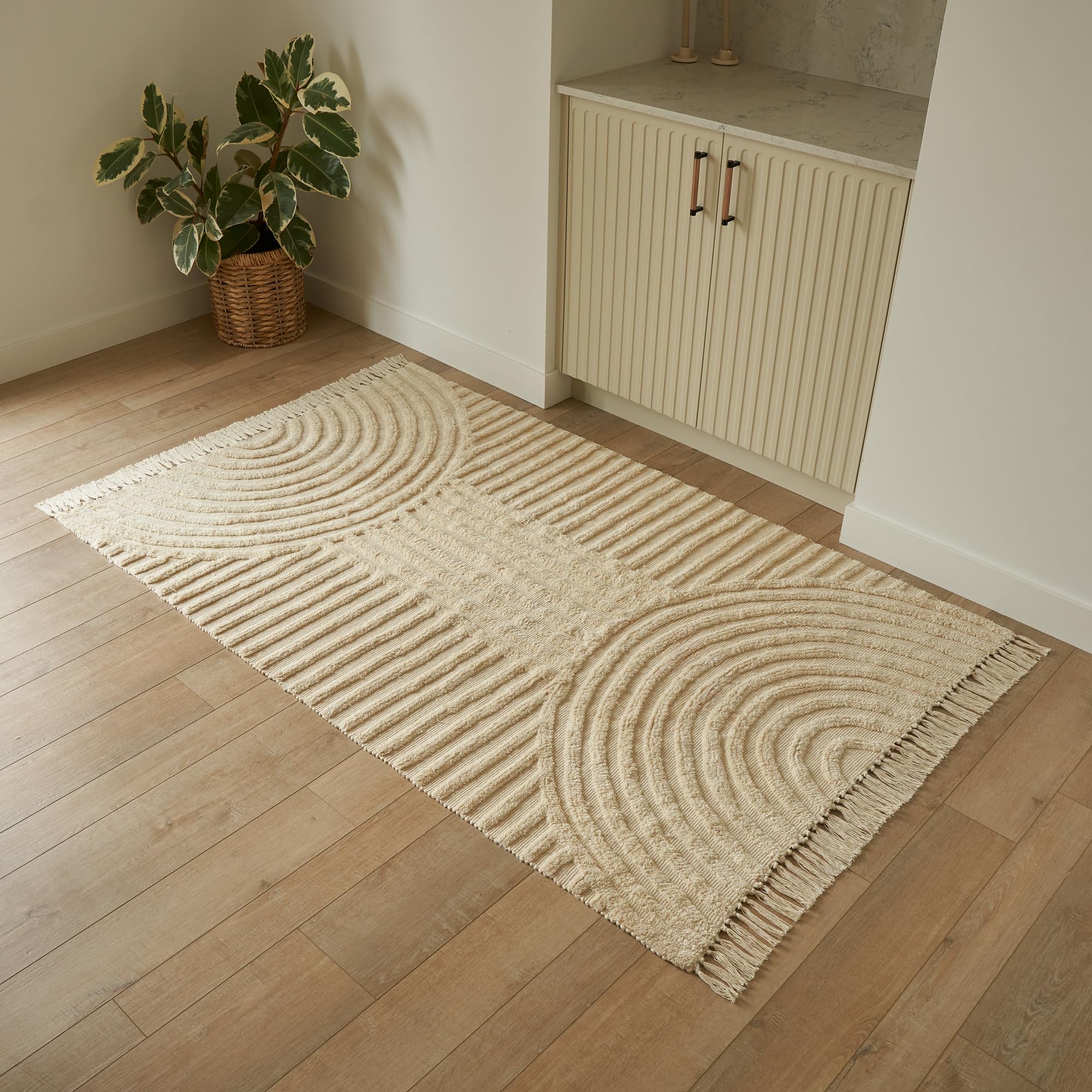 Beautiful Boho Rug with Tassels for Your Bathroom Cotton Rug Fits Perfectly Into Your Bath - Washable, Non-Slip Mat Ideal to Enhance Your Modern Home Decor -Size:2x3 FT