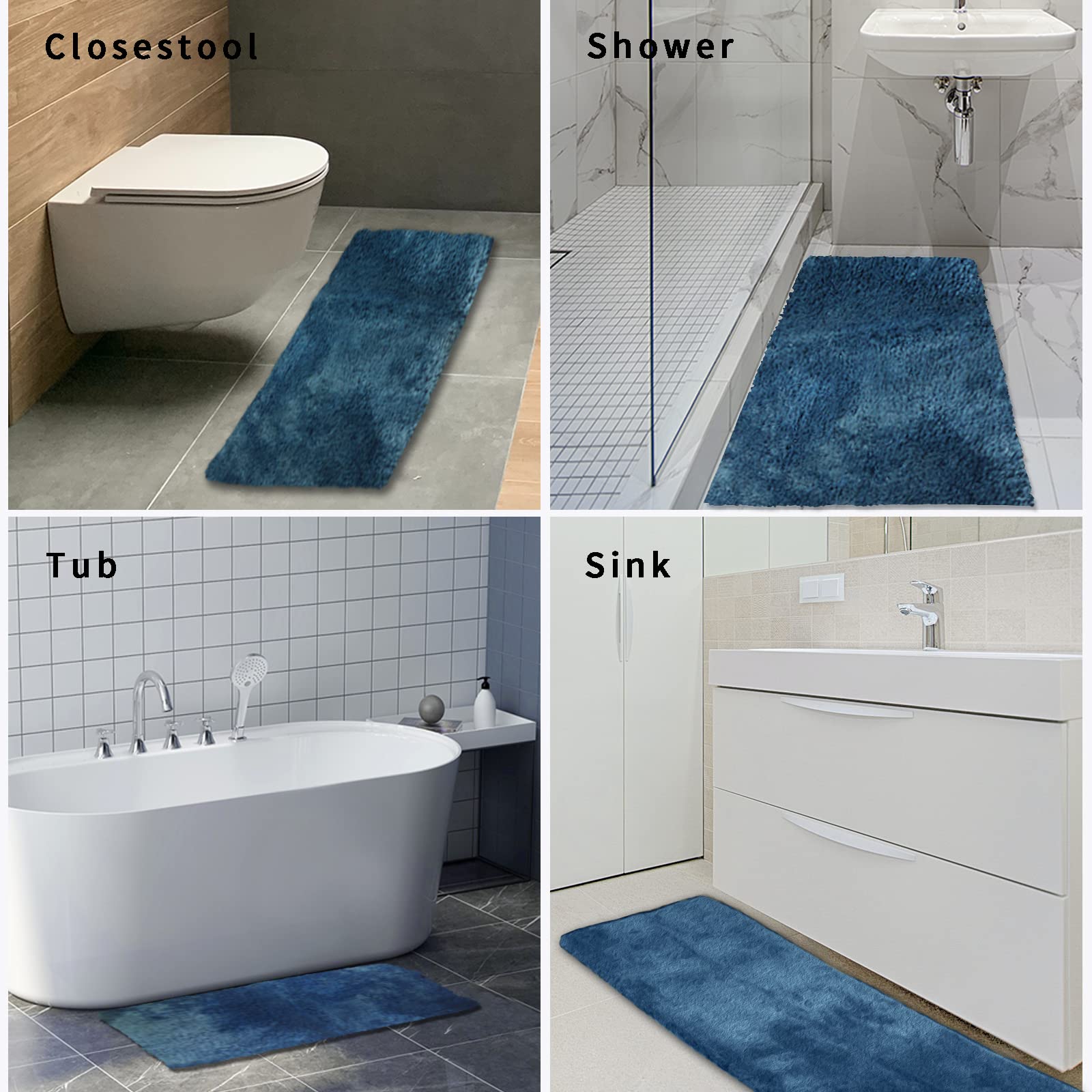 改FIFU Bathroom Rugs Non-Slip, Soft Shaggy Bath Rugs for Bathroom, Microfiber Bath Mats for Bathroom Floor, Absorbent Plush Bathroom Mats, Machine Washable Bathroom Rug Mat 24x36 Inches Beige