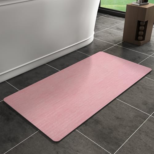 Bath Mat Rug, Rubber Non-Slip Quick Dry Absorbent Thin Bathroom Rugs Fit Under Door Bathroom Floor Mats-Shower Rug for in Front of Bathtub, Sink, Shower Room