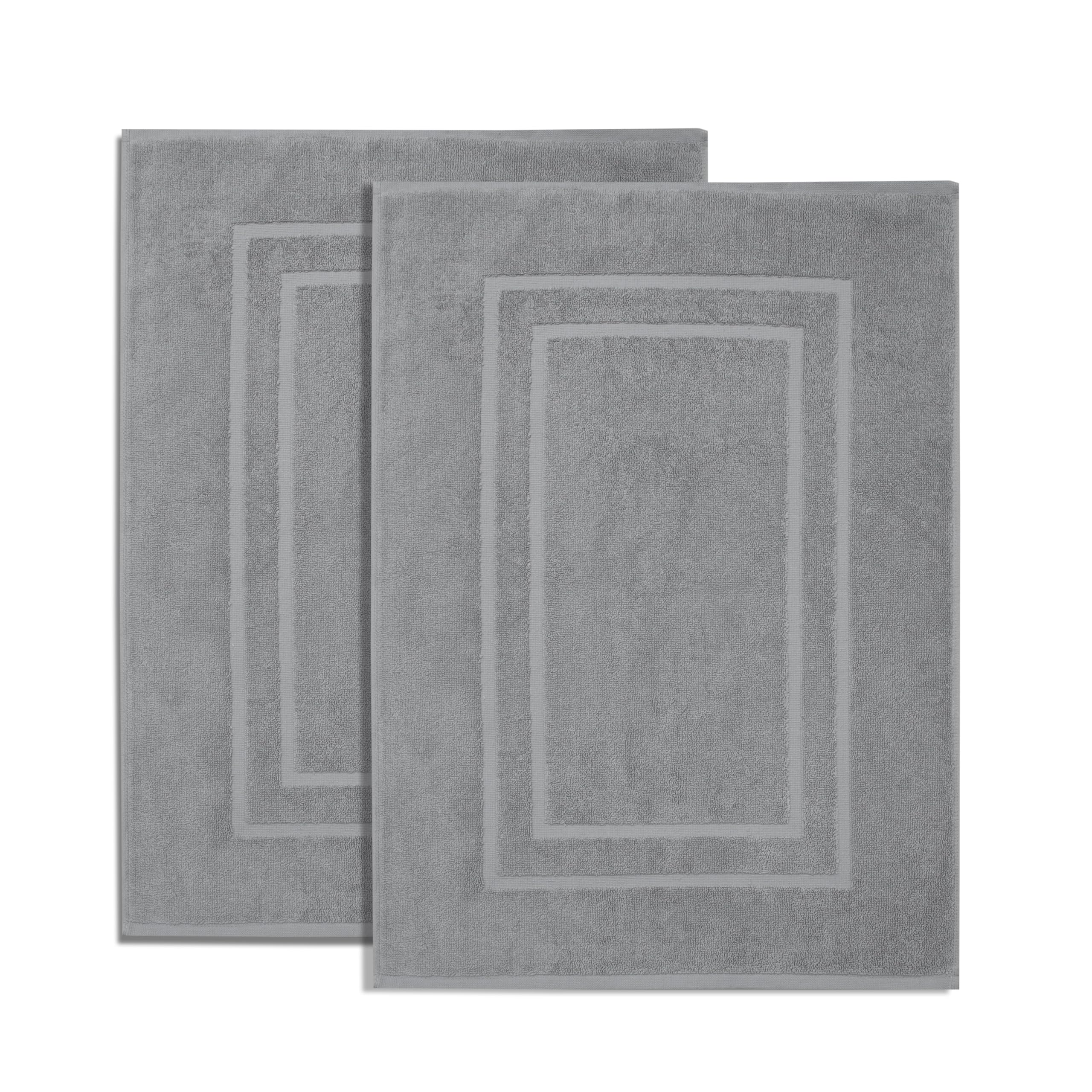 100% Cotton Terry Bath Mats, 2 Piece Towel Like Bath Mats (30x21 Inch) Bathroom Shower Step Out Tub Floor Mats Soft Absorbent Washable Mats
