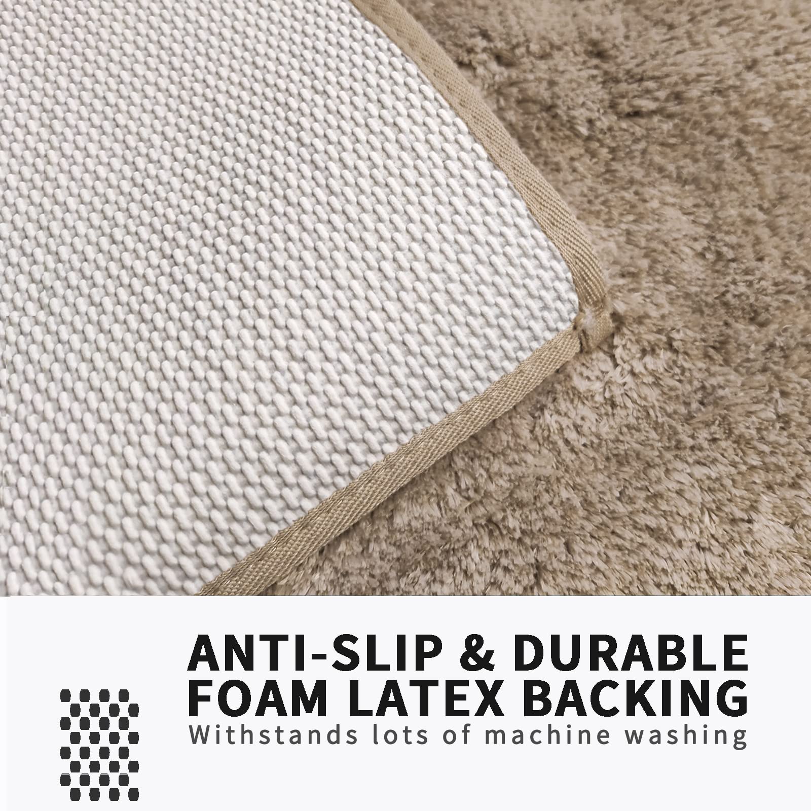 改FIFU Bathroom Rugs Non-Slip, Soft Shaggy Bath Rugs for Bathroom, Microfiber Bath Mats for Bathroom Floor, Absorbent Plush Bathroom Mats, Machine Washable Bathroom Rug Mat 24x36 Inches Beige