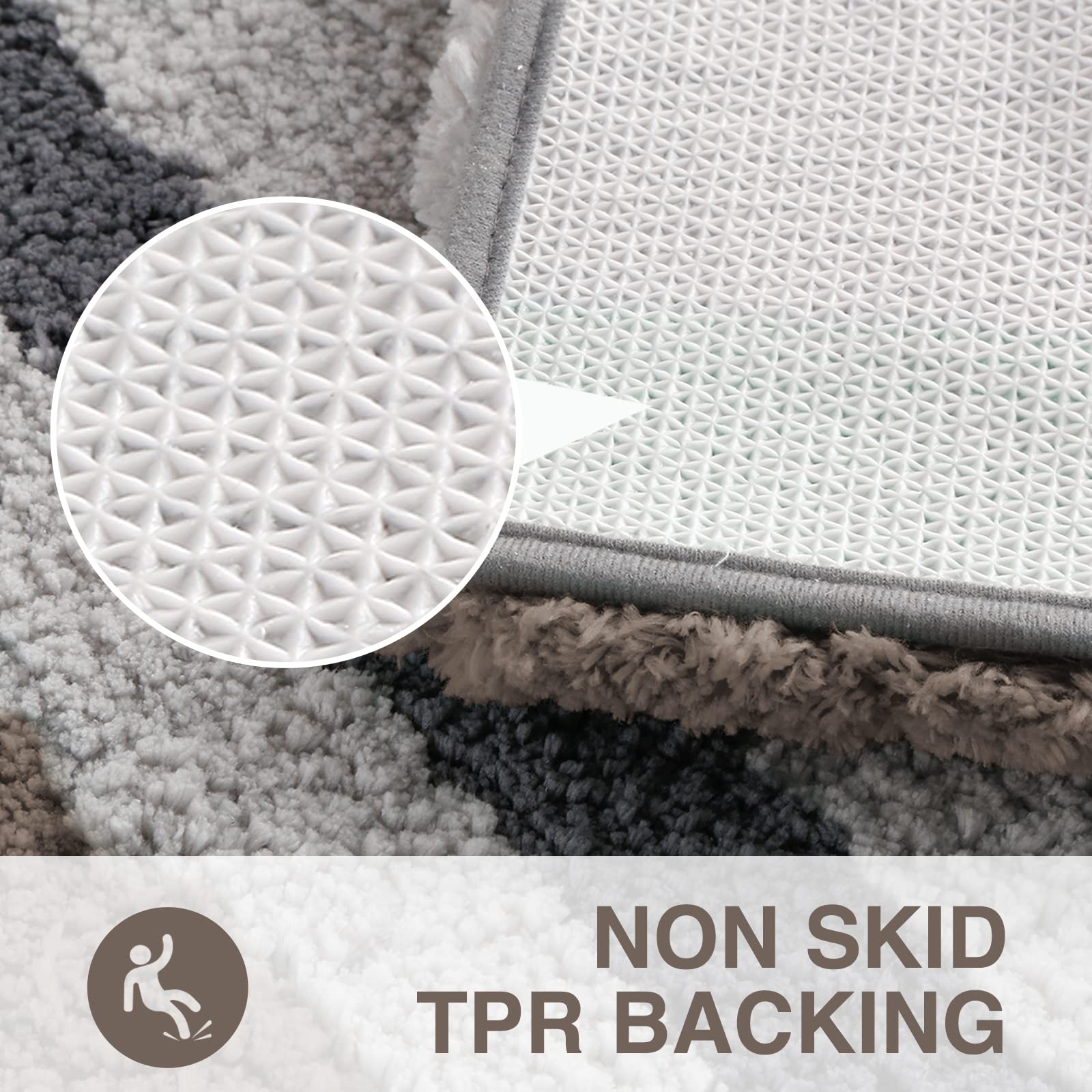改KMAT Luxury Bathroom Rugs Bath Mat,18"x26", Non-Slip Fluffy Soft Plush Microfiber, Machine Washable Carpet Quick Dry Ultra Shaggy Mats for Bathroom, Tub and Shower, Green-Grey