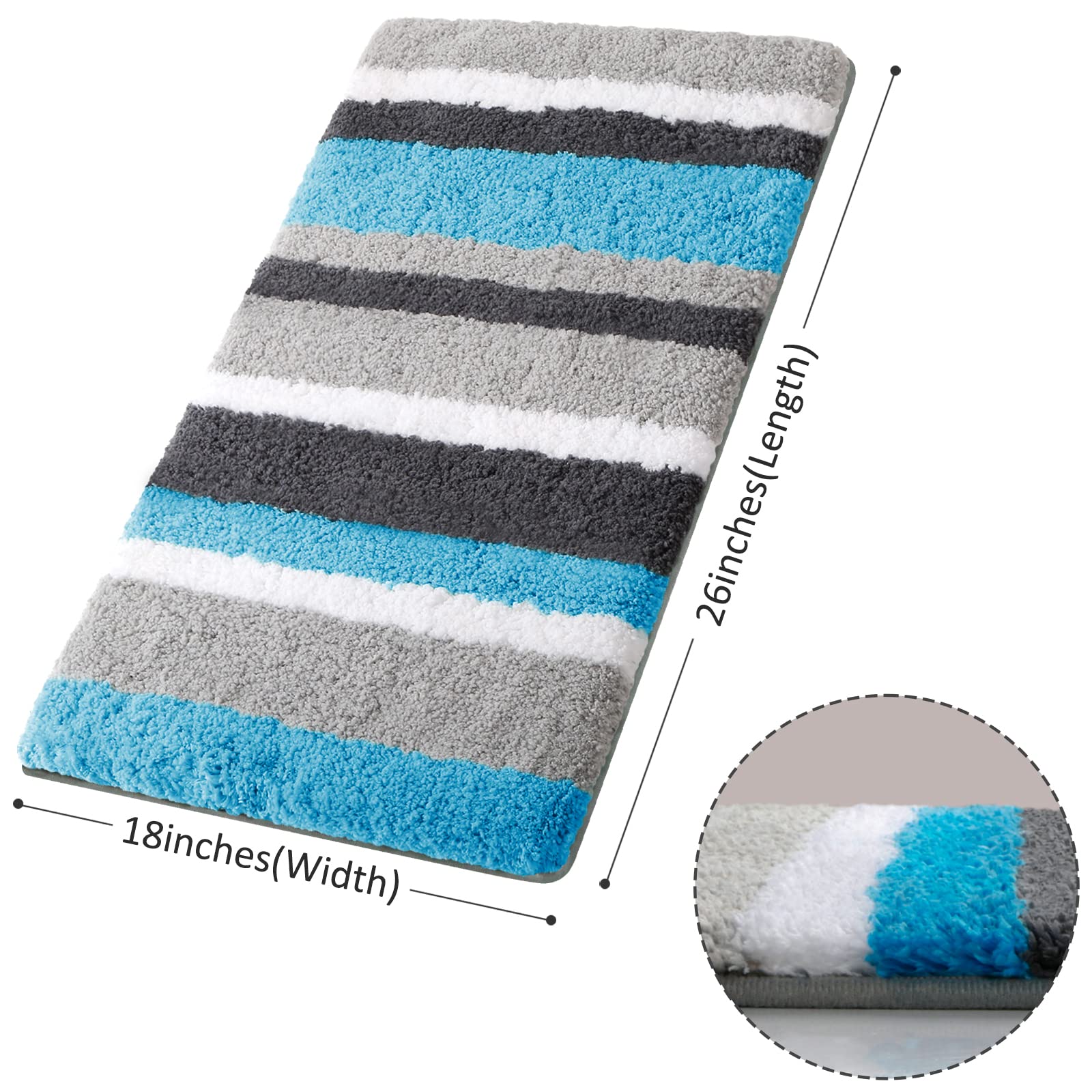 Luxury Bathroom Rugs Bath Mat, Non-Slip Fluffy Soft Plush Microfiber, Machine Washable Carpet Quick Dry Ultra Shaggy Mats for Bathroom, Tub and Shower