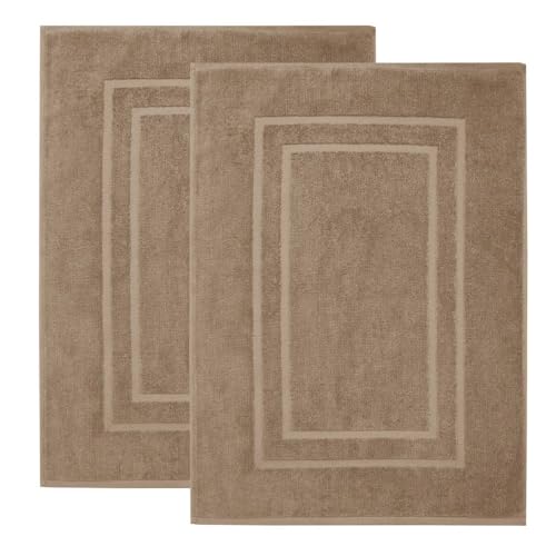 100% Cotton Terry Bath Mats, 2 Piece Towel Like Bath Mats (30x21 Inch) Bathroom Shower Step Out Tub Floor Mats Soft Absorbent Washable Mats