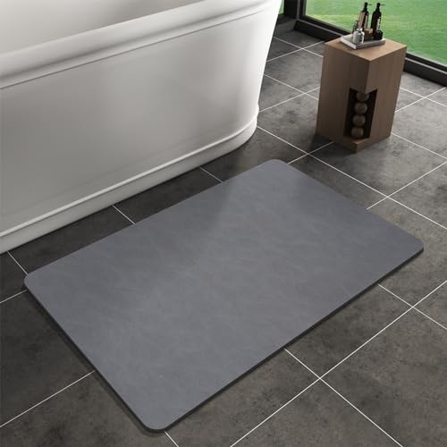 Bath Mat Rug, Rubber Non-Slip Quick Dry Absorbent Thin Bathroom Rugs Fit Under Door Bathroom Floor Mats-Shower Rug for in Front of Bathtub, Sink, Shower Room Size:16"x24"