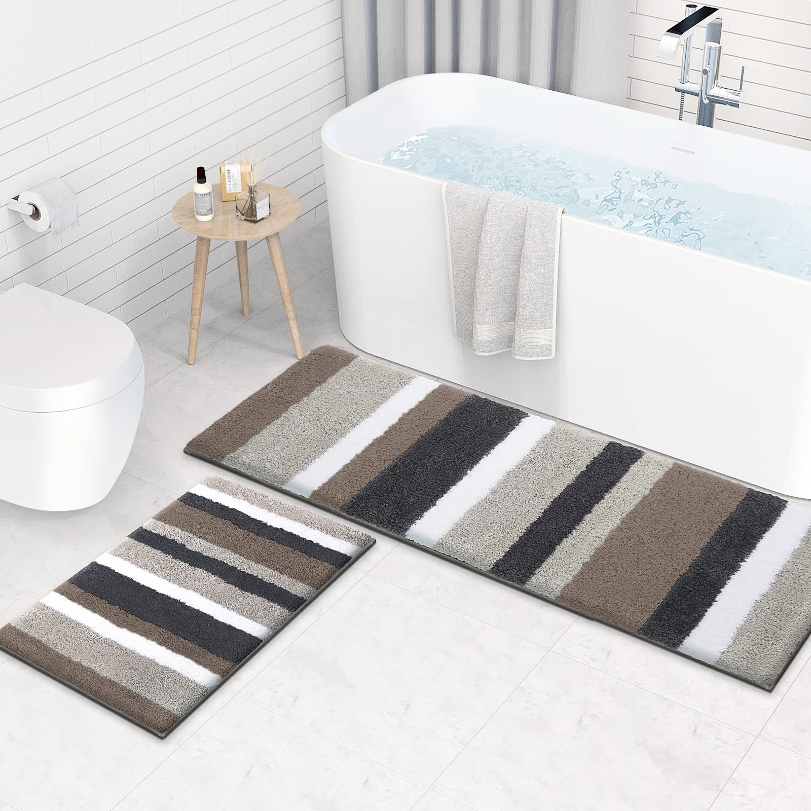 Luxury Bathroom Rugs Bath Mat, Non-Slip Fluffy Soft Plush Microfiber, Machine Washable Carpet Quick Dry Ultra Shaggy Mats for Bathroom, Tub and Shower