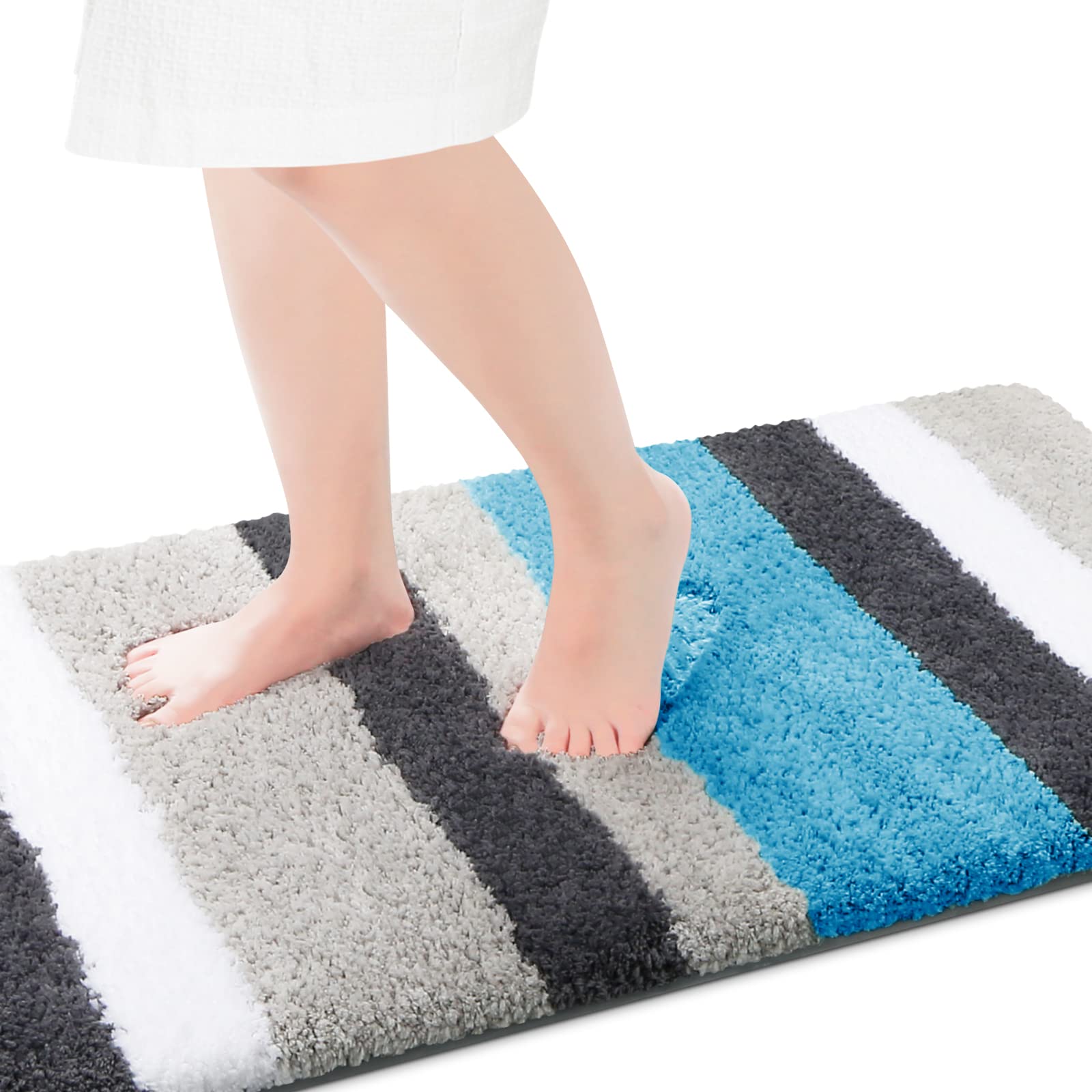 Luxury Bathroom Rugs Bath Mat, Non-Slip Fluffy Soft Plush Microfiber, Machine Washable Carpet Quick Dry Ultra Shaggy Mats for Bathroom, Tub and Shower