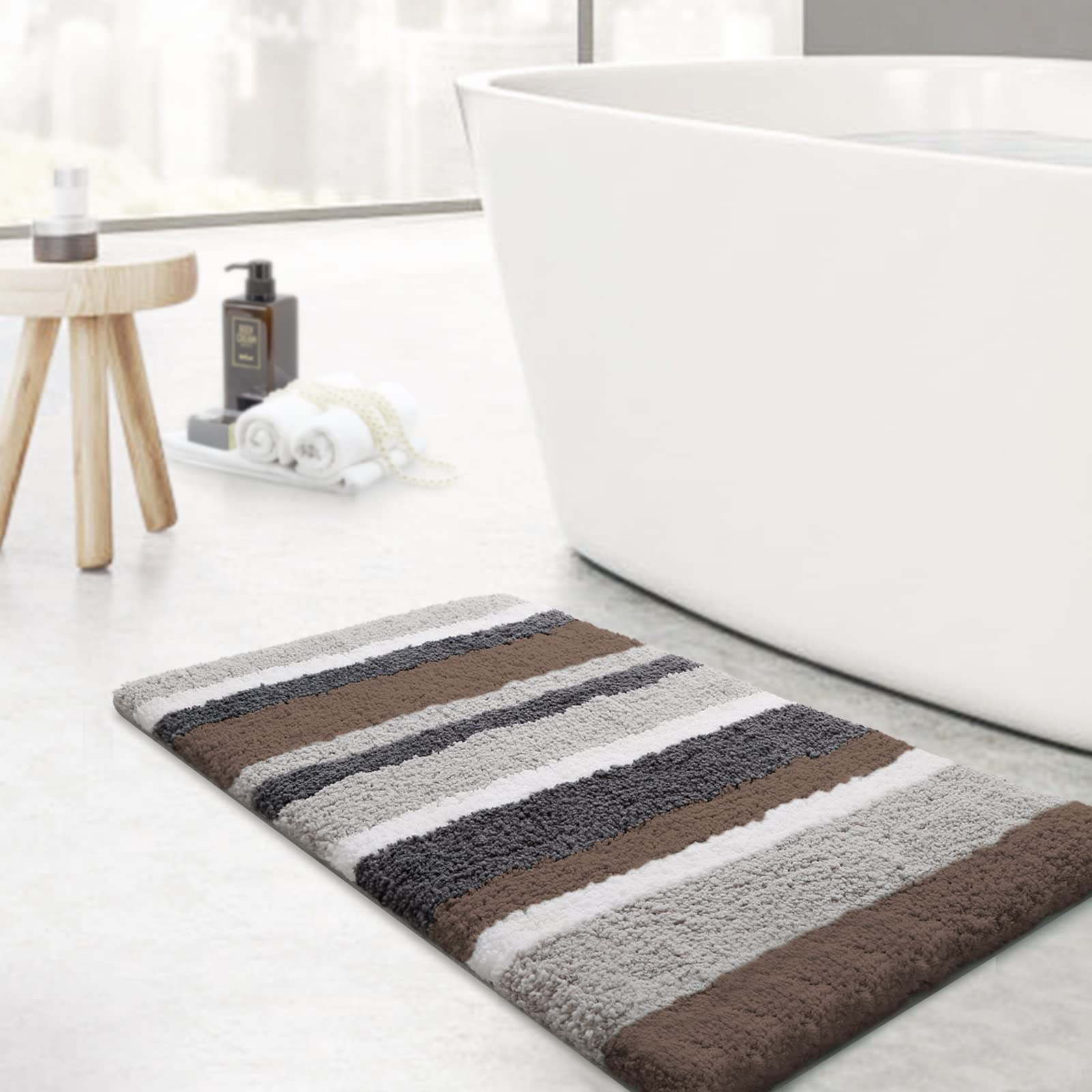 Luxury Bathroom Rugs Bath Mat, Non-Slip Fluffy Soft Plush Microfiber, Machine Washable Carpet Quick Dry Ultra Shaggy Mats for Bathroom, Tub and Shower