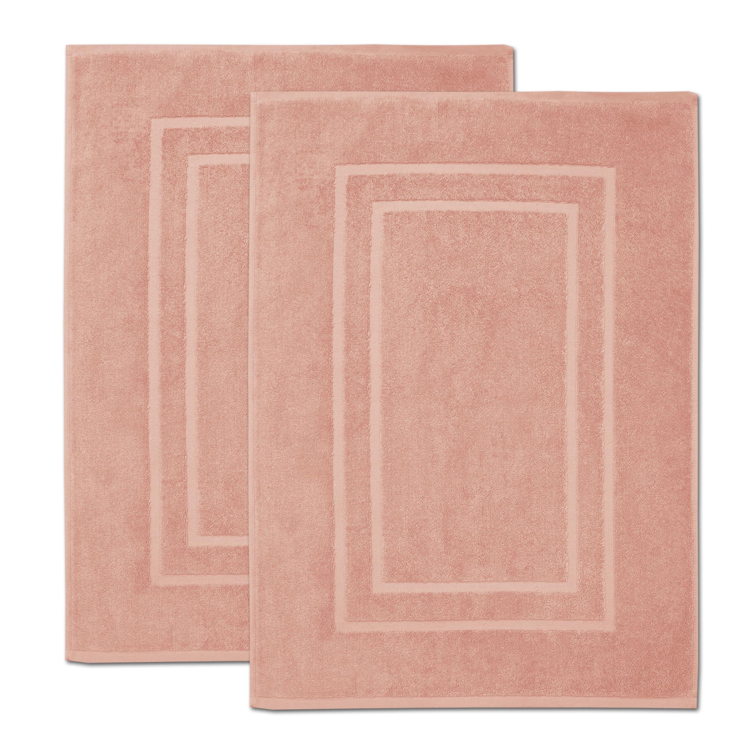 100% Cotton Terry Bath Mats, 2 Piece Towel Like Bath Mats (30x21 Inch) Bathroom Shower Step Out Tub Floor Mats Soft Absorbent Washable Mats