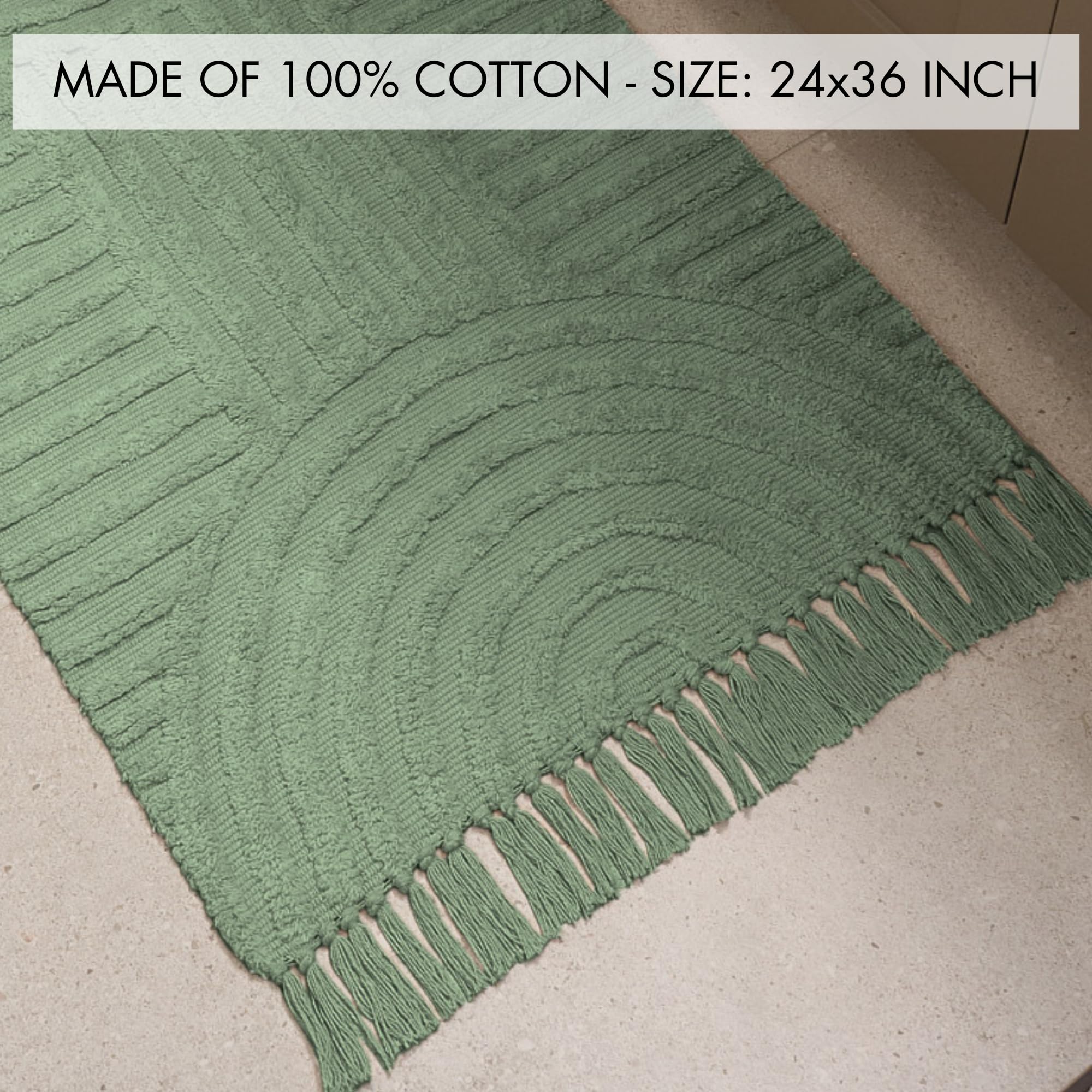Beautiful Boho Rug with Tassels for Your Bathroom Cotton Rug Fits Perfectly Into Your Bath - Washable, Non-Slip Mat Ideal to Enhance Your Modern Home Decor -Size:2x3 FT
