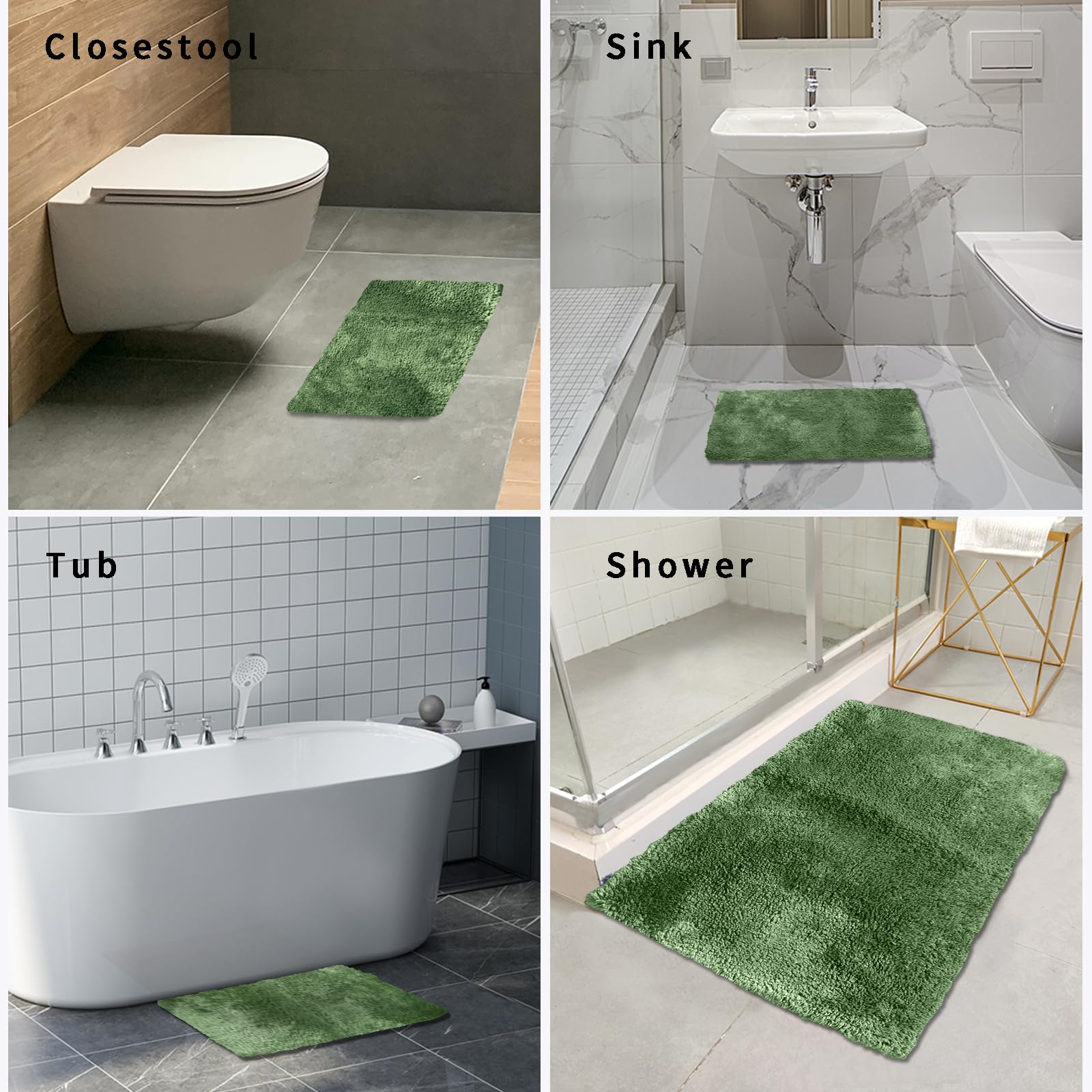 Bathroom Rugs Non-Slip, Soft Shaggy Bath Rugs for Bathroom, Microfiber Bath Mats for Bathroom Floor, Absorbent Plush Bathroom Mats, Machine Washable Bathroom Rug Mat