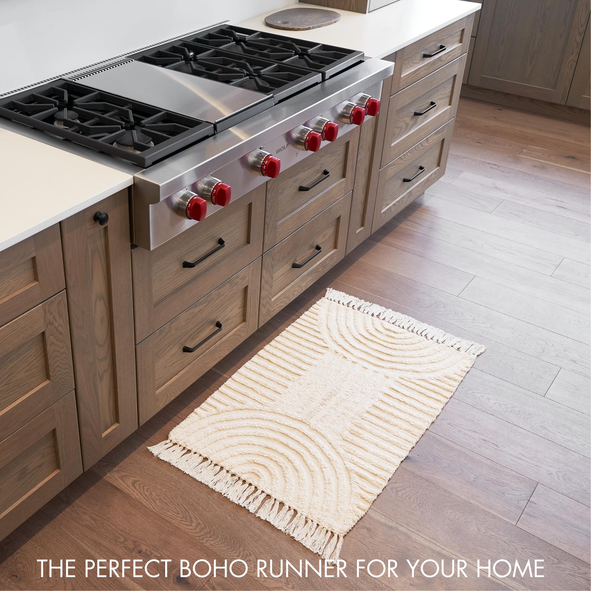 Beautiful Boho Rug with Tassels for Your Bathroom Cotton Rug Fits Perfectly Into Your Bath - Washable, Non-Slip Mat Ideal to Enhance Your Modern Home Decor -Size:2x3 FT