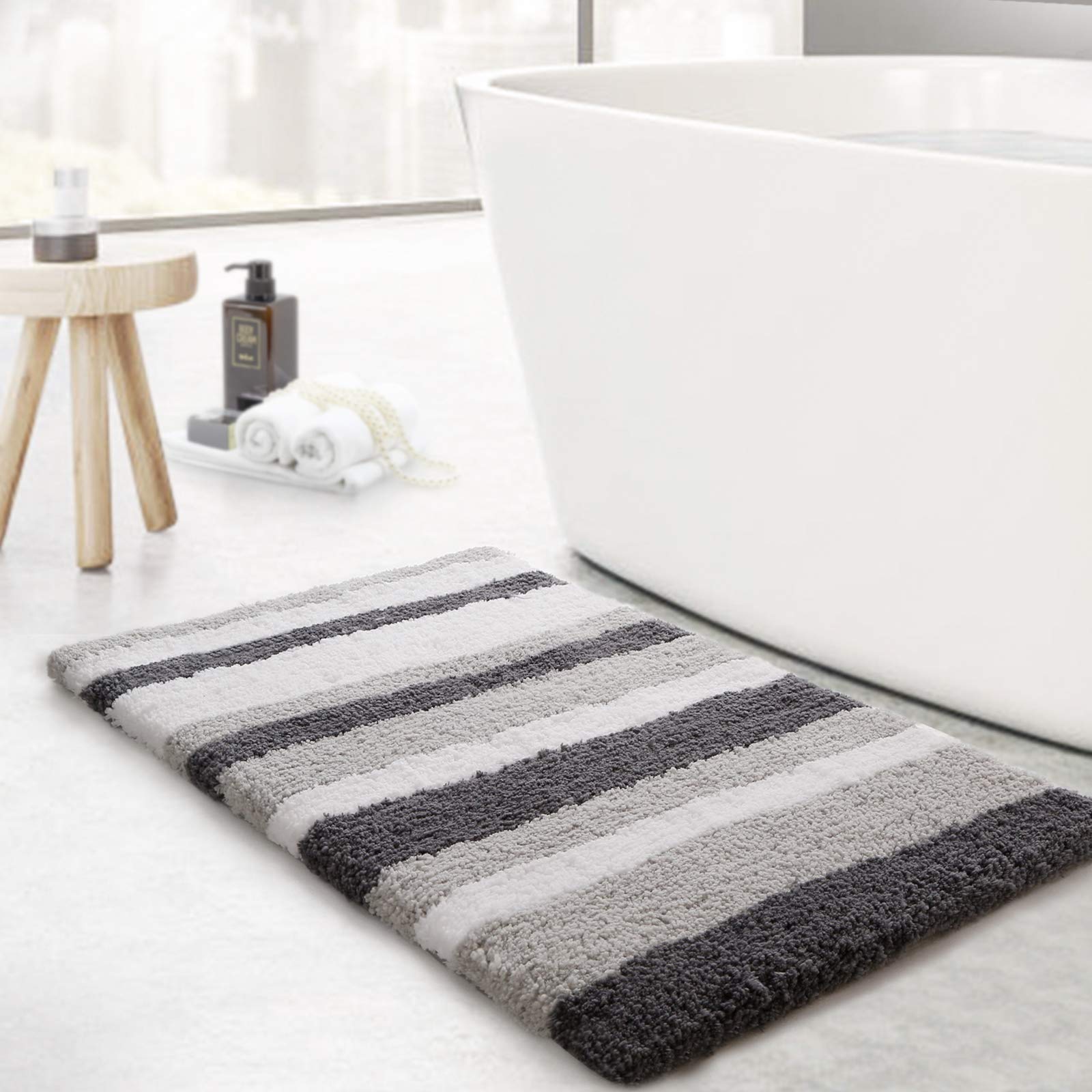 Luxury Bathroom Rugs Bath Mat, Non-Slip Fluffy Soft Plush Microfiber, Machine Washable Carpet Quick Dry Ultra Shaggy Mats for Bathroom, Tub and Shower