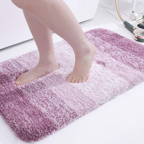 Microfiber Bathroom Rugs, Shaggy Soft and Absorbent, Non-Slip, Thick Plush Machine Washable Dry Bath Mats for Bathroom, Tub and Shower