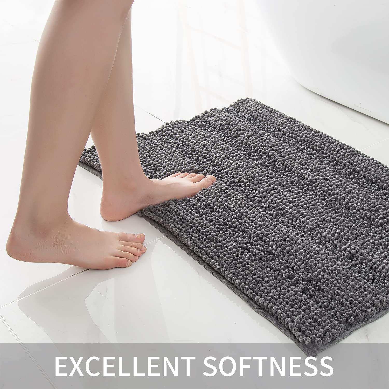 Bath Mats for Bathroom,Thick Soft Chenille Floor Mats,16x24 Inches Non Slip Shower Mats Ultra Water Absorbent Doormat. Size:16" x 24"