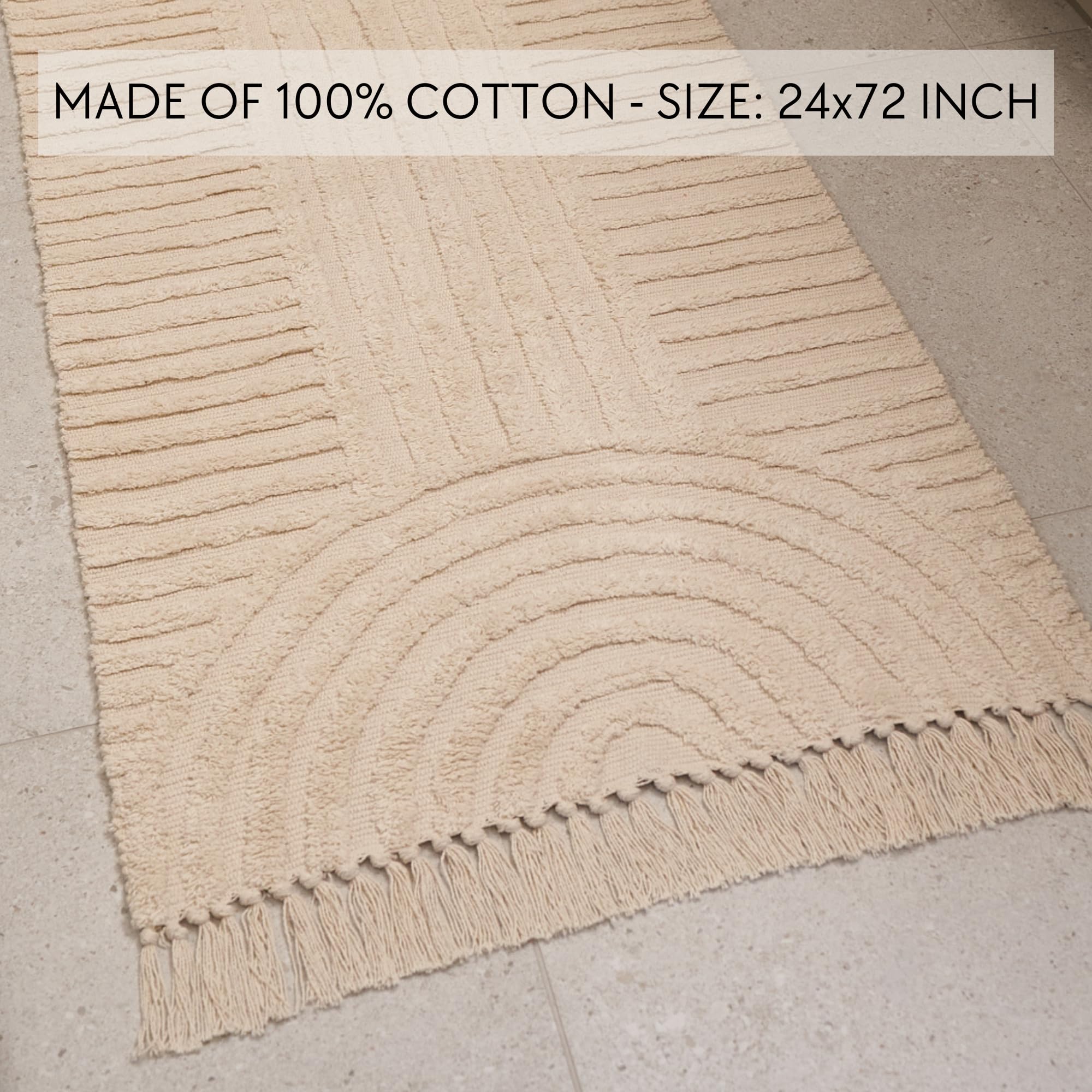 Beautiful Boho Rug with Tassels for Your Bathroom Cotton Rug Fits Perfectly Into Your Bath - Washable, Non-Slip Mat Ideal to Enhance Your Modern Home Decor -Size:2x3 FT