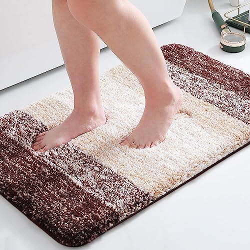 Microfiber Bathroom Rugs, Shaggy Soft and Absorbent, Non-Slip, Thick Plush Machine Washable Dry Bath Mats for Bathroom, Tub and Shower