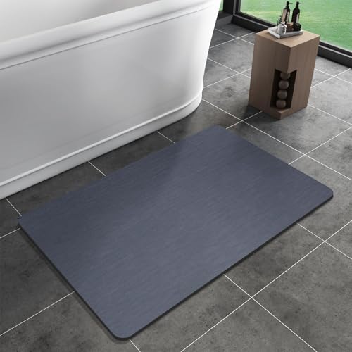Bath Mat Rug, Rubber Non-Slip Quick Dry Absorbent Thin Bathroom Rugs Fit Under Door Bathroom Floor Mats-Shower Rug for in Front of Bathtub, Sink, Shower Room
