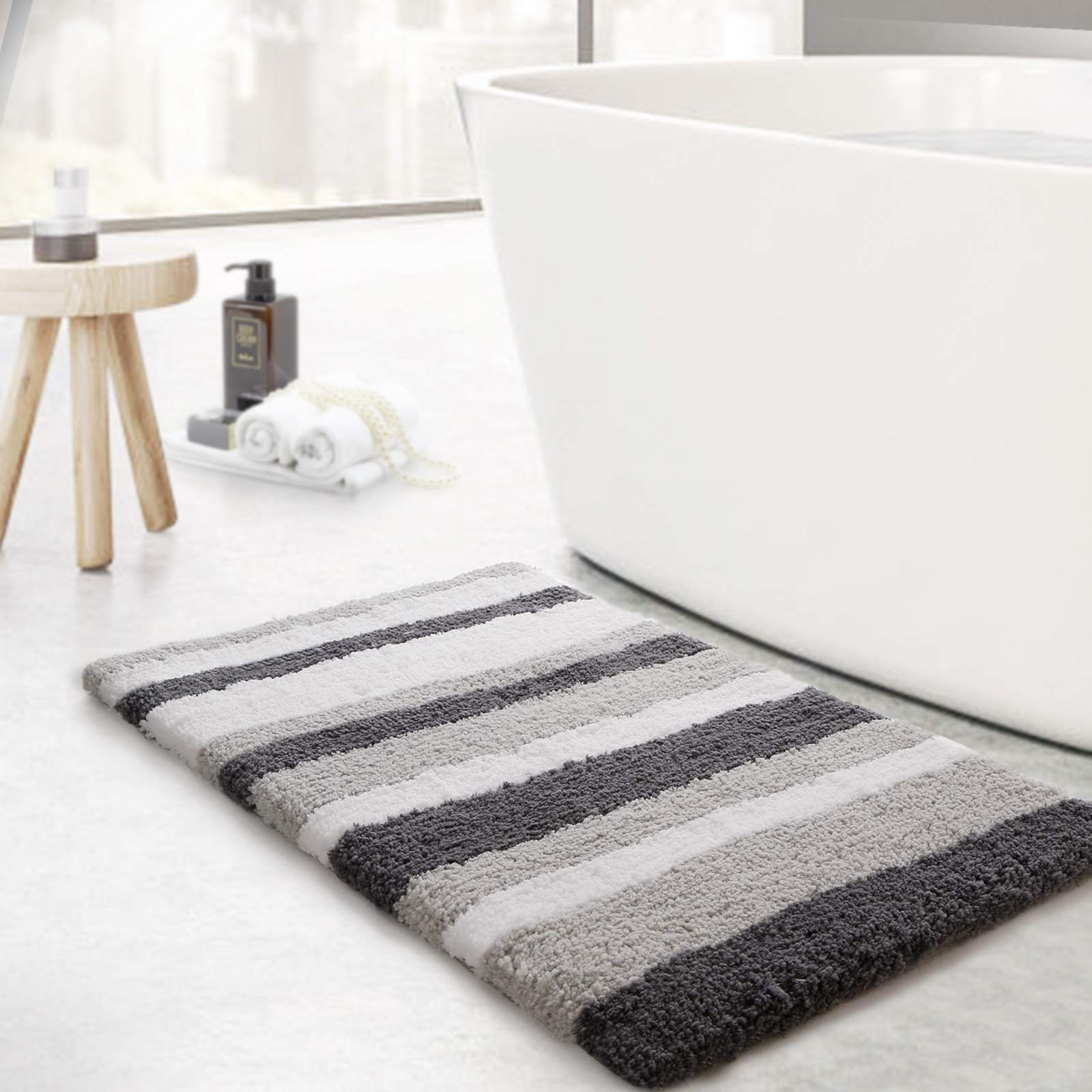 Luxury Bathroom Rugs Bath Mat, Non-Slip Fluffy Soft Plush Microfiber, Machine Washable Carpet Quick Dry Ultra Shaggy Mats for Bathroom, Tub and Shower