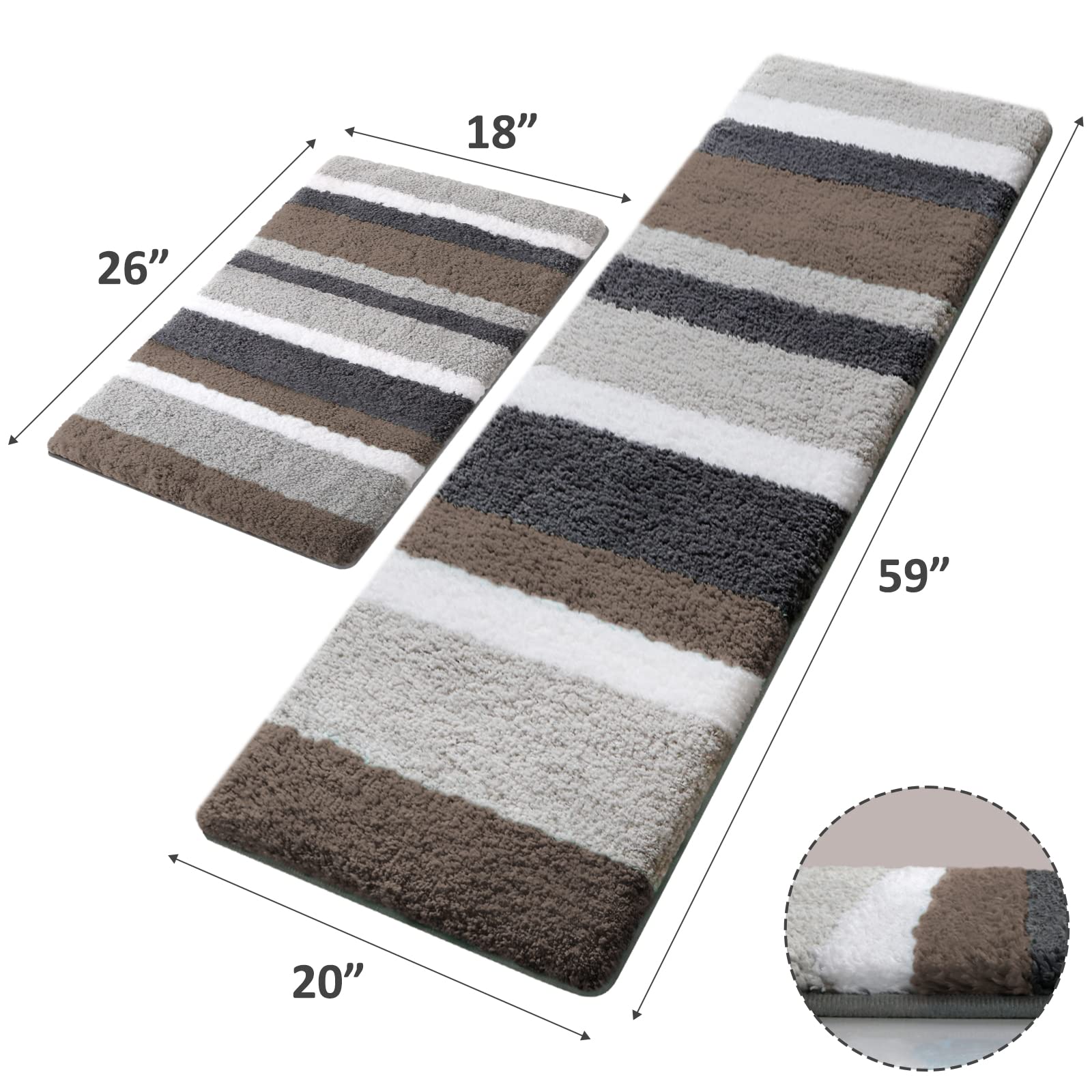 Luxury Bathroom Rugs Bath Mat, Non-Slip Fluffy Soft Plush Microfiber, Machine Washable Carpet Quick Dry Ultra Shaggy Mats for Bathroom, Tub and Shower