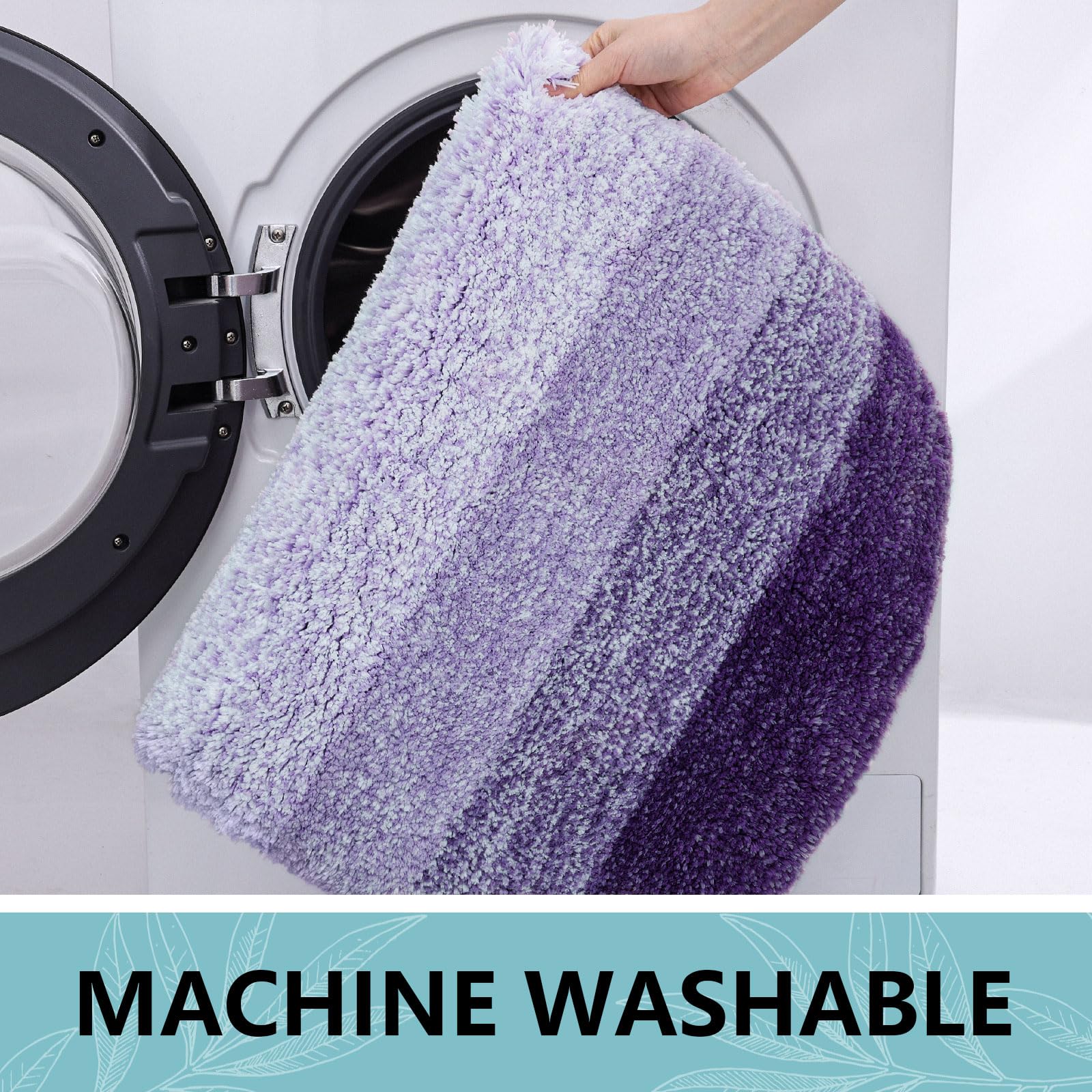 改Arotive Microfiber Bathroom Rugs, Shaggy Soft and Absorbent, Non-Slip, Thick Plush Machine Washable Dry Bath Mats for Bathroom, Tub and Shower, 24" x 16", Black